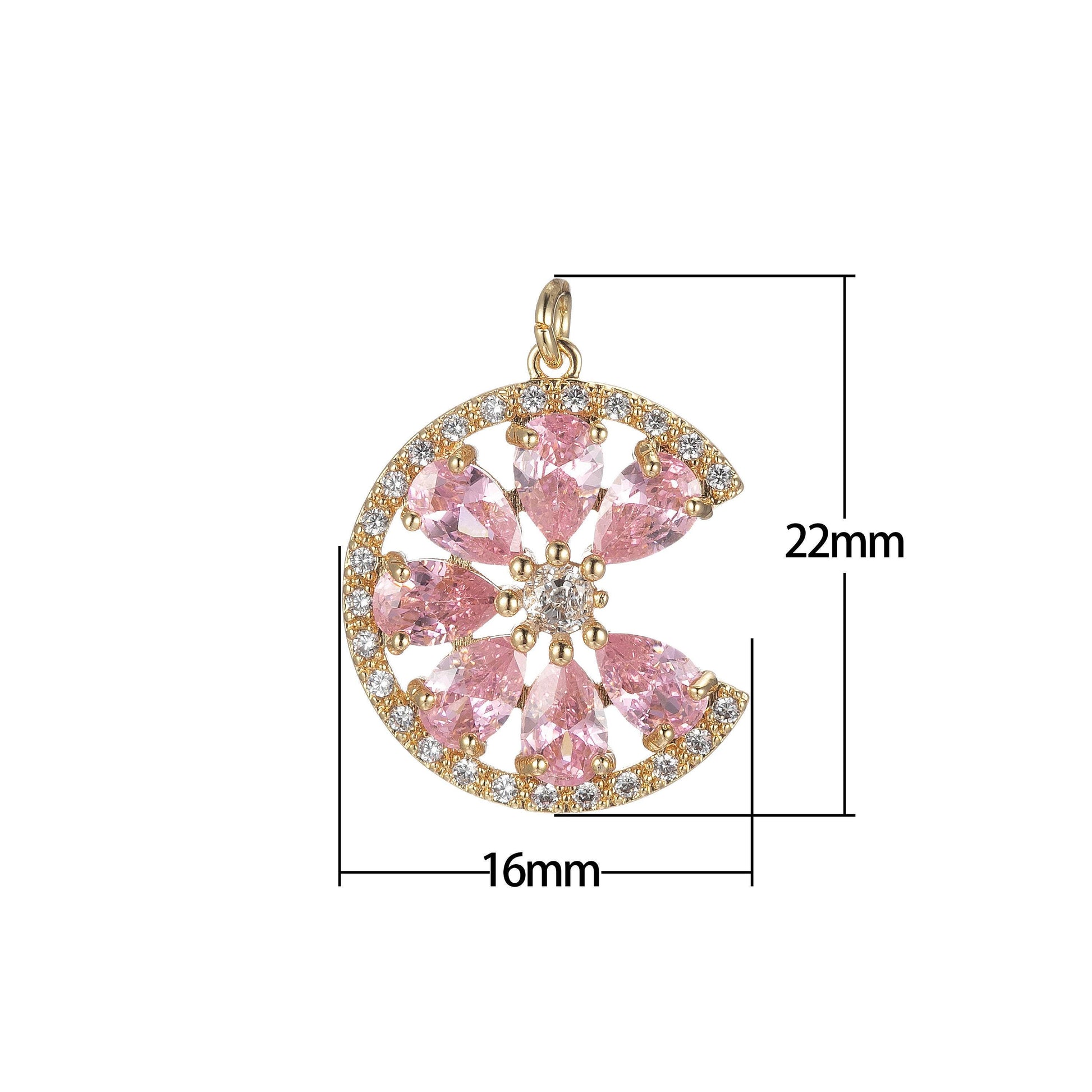 Cubic sun pendant sunburst charm necklace, celestial jewelry layering necklace, gifts for her pink yellow birthstone jewelry micro pave e843
