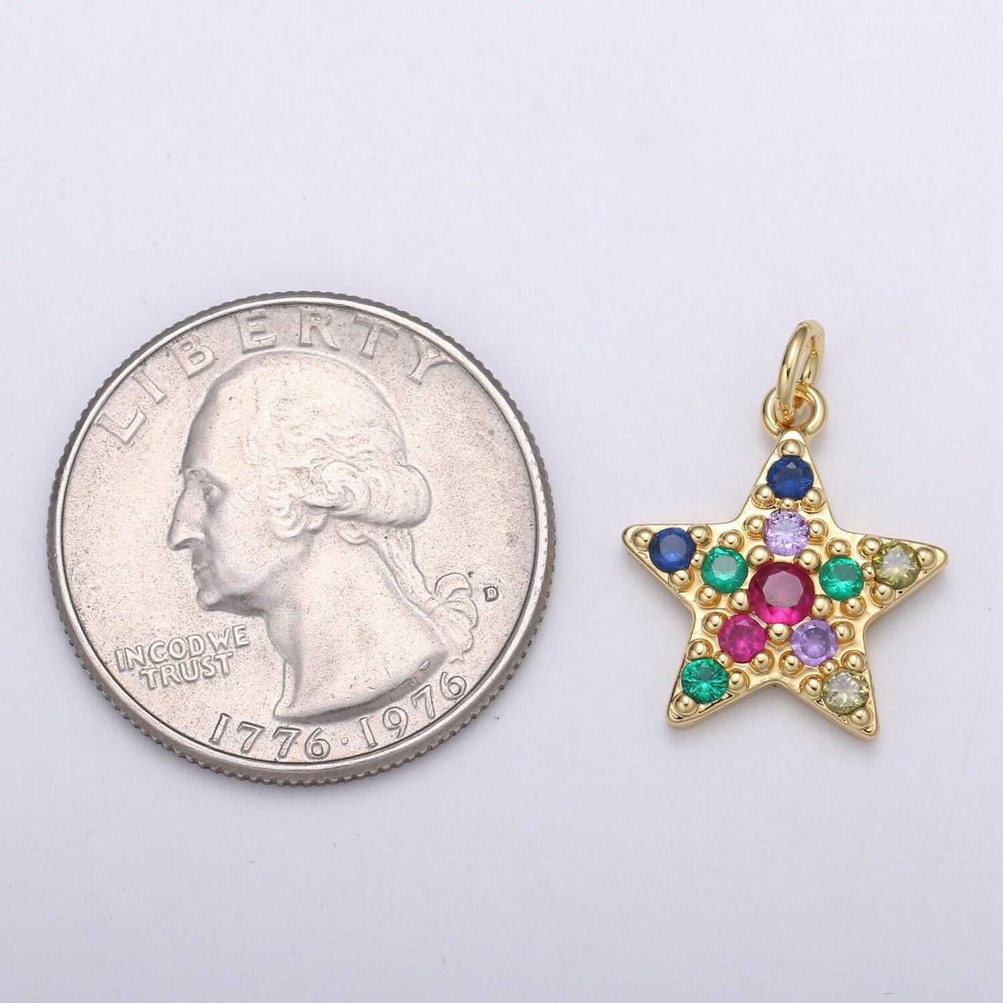 Orion star 24k gold charm micro pave starburst charm, rainbow cubic celestial charm, dainty minimalist jewelry supply, chgf-2050