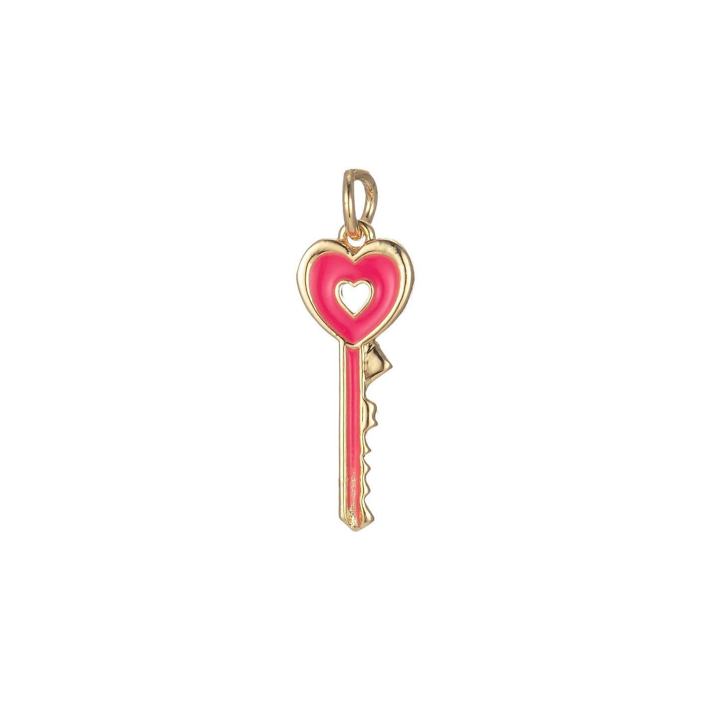Gold dainty hear key charm colorful enamel lock charm for necklace bracelet jewelry making black blue pink green orange purple e823