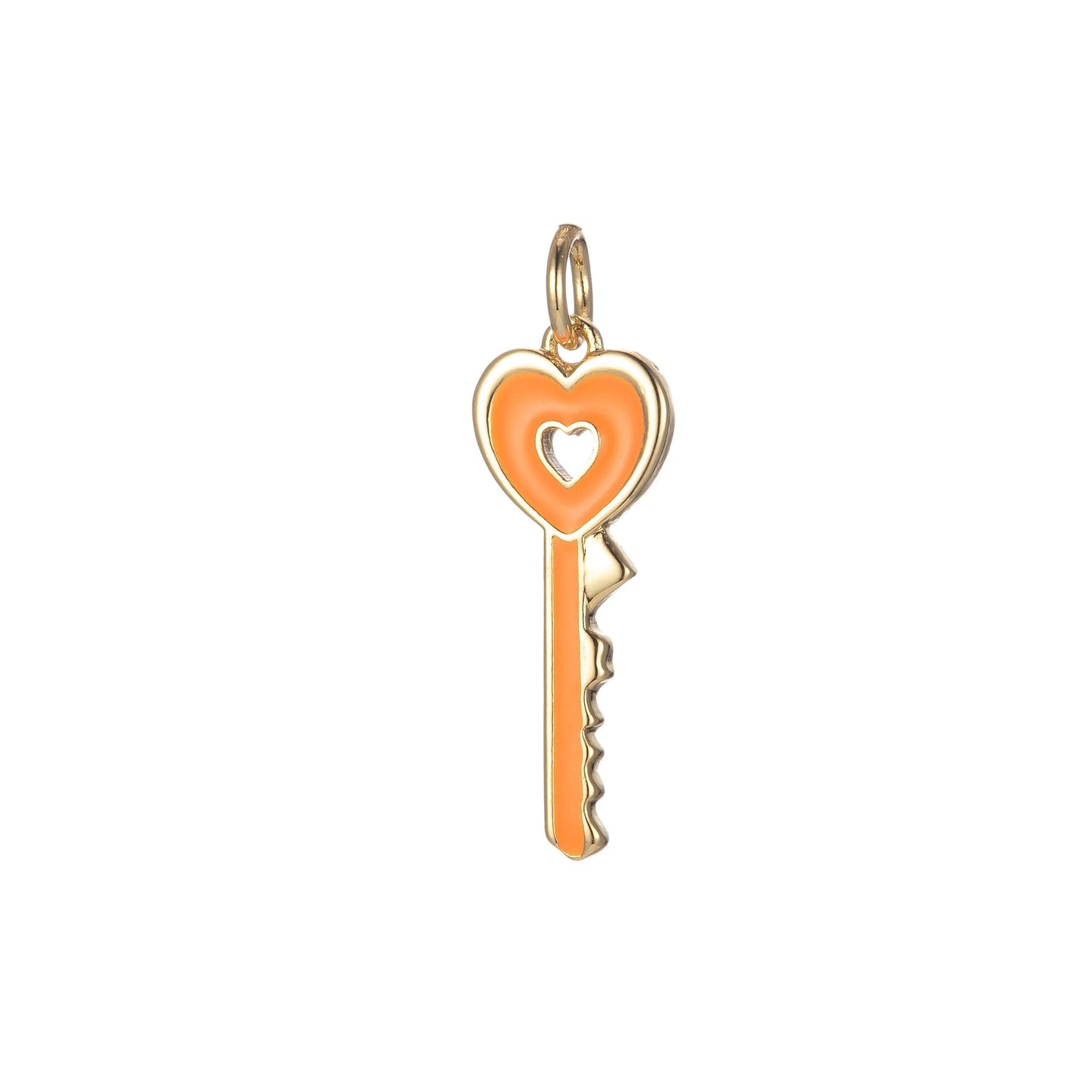 Gold dainty hear key charm colorful enamel lock charm for necklace bracelet jewelry making black blue pink green orange purple e823
