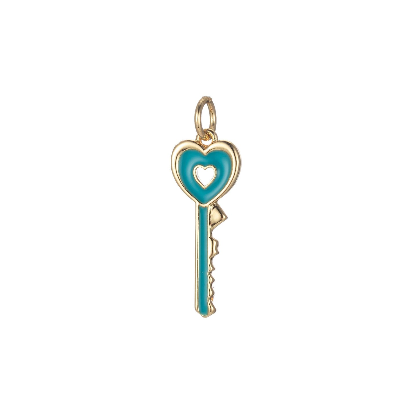 Gold dainty hear key charm colorful enamel lock charm for necklace bracelet jewelry making black blue pink green orange purple e823