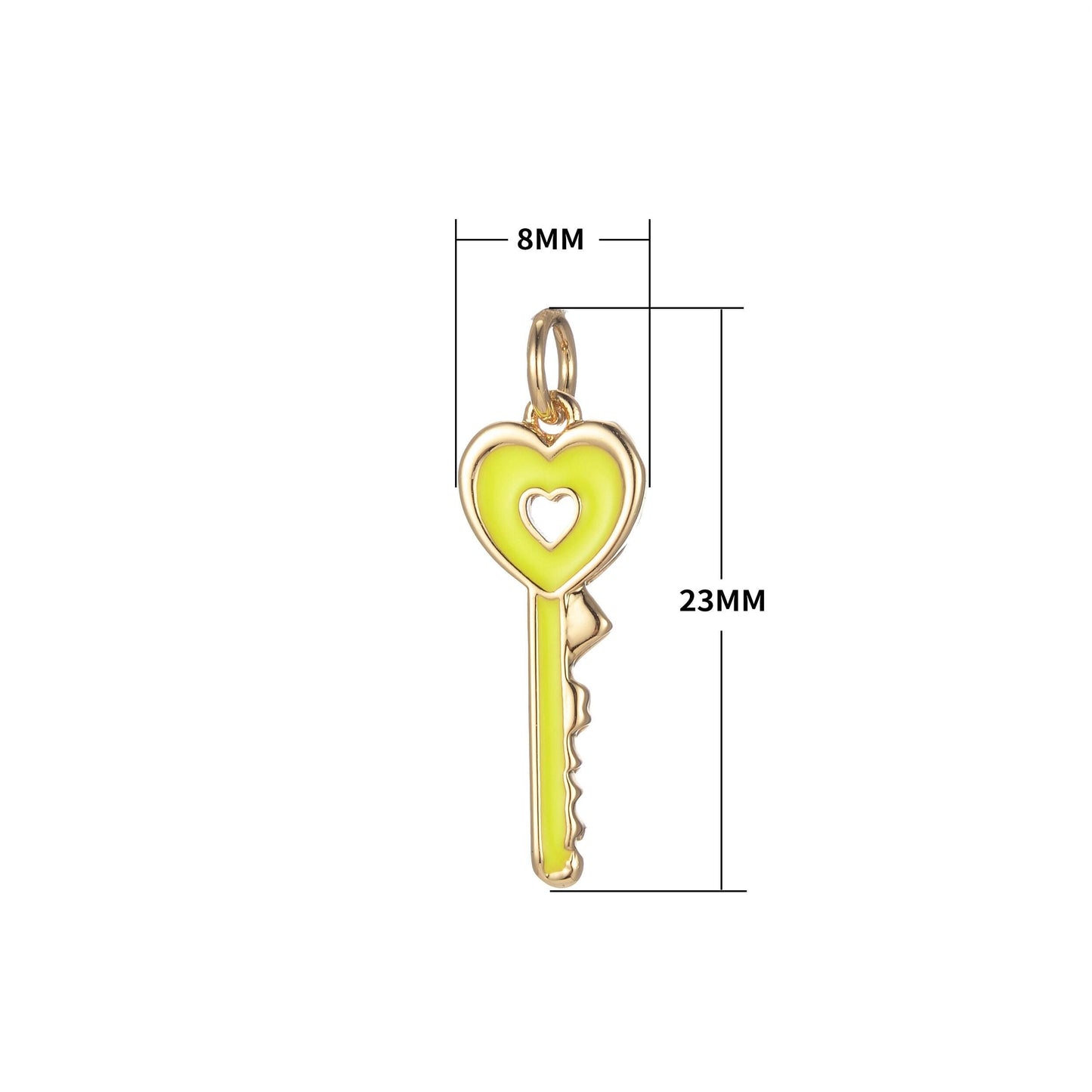 Gold dainty hear key charm colorful enamel lock charm for necklace bracelet jewelry making black blue pink green orange purple e823