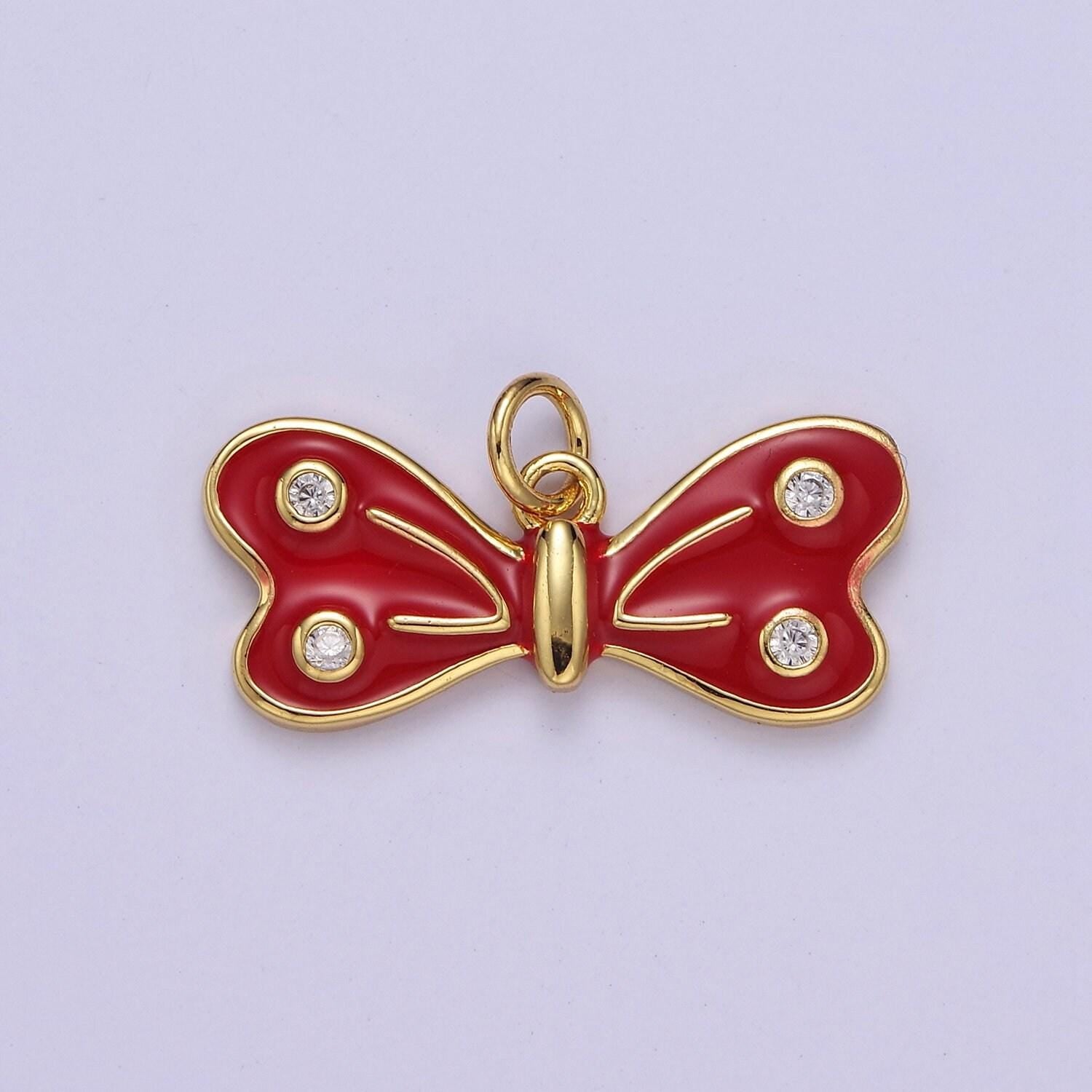 24k gold fill enamel butterfly charm, mini butterfly charm, animal gold butterfly e-765 e-766 e-767