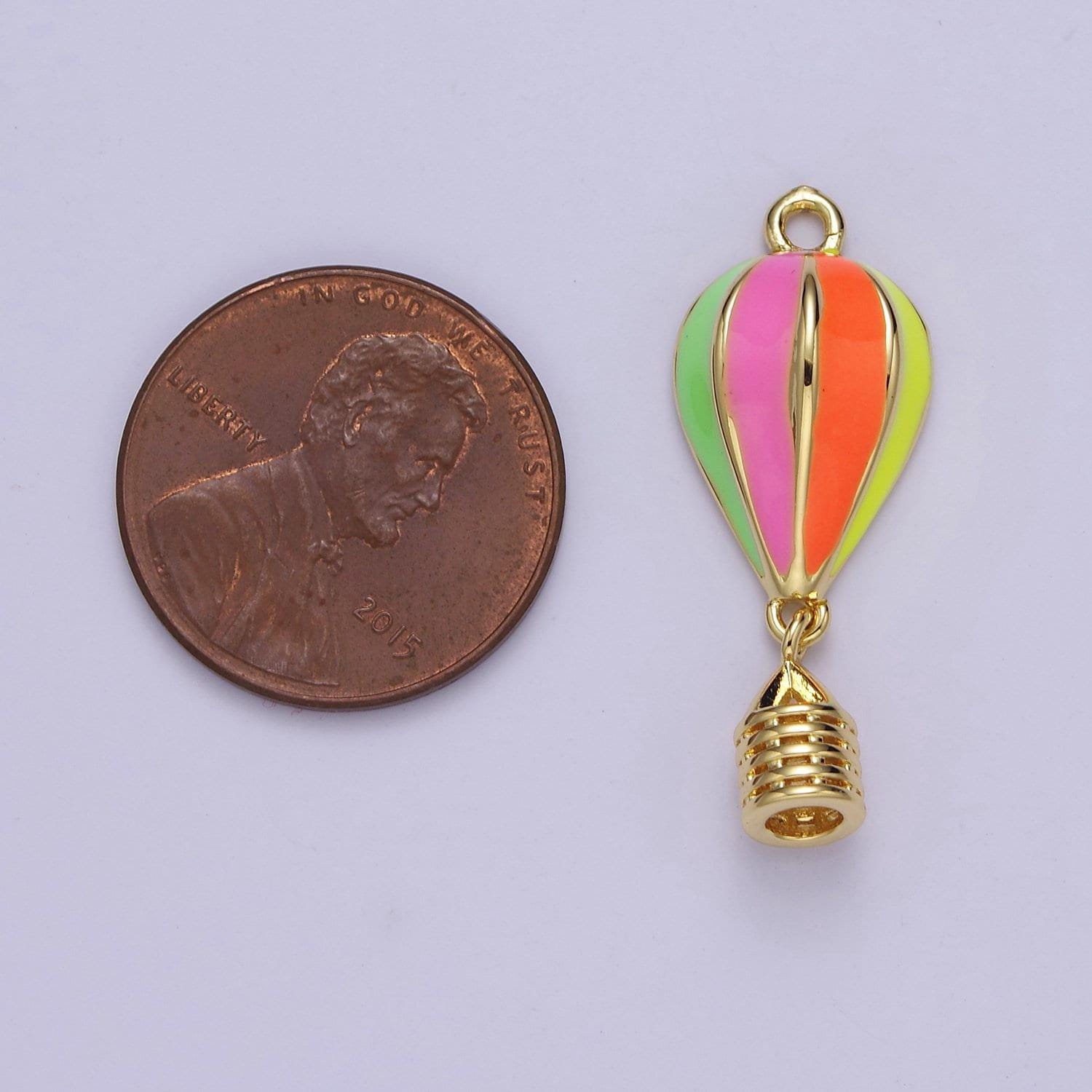 24k gold filled hot air balloon pendant, dainty color enamel necklace earring bracelet charm for diy jewelry making supply e-764