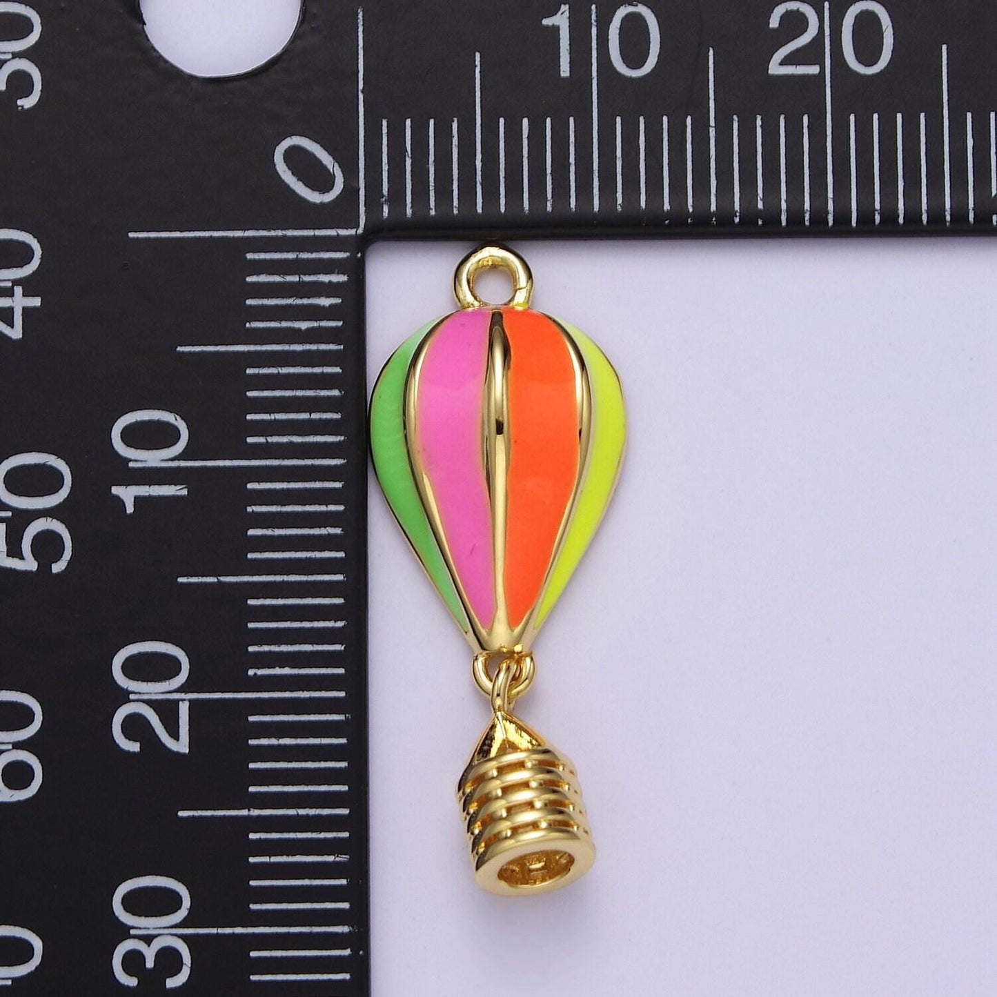 24k gold filled hot air balloon pendant, dainty color enamel necklace earring bracelet charm for diy jewelry making supply e-764