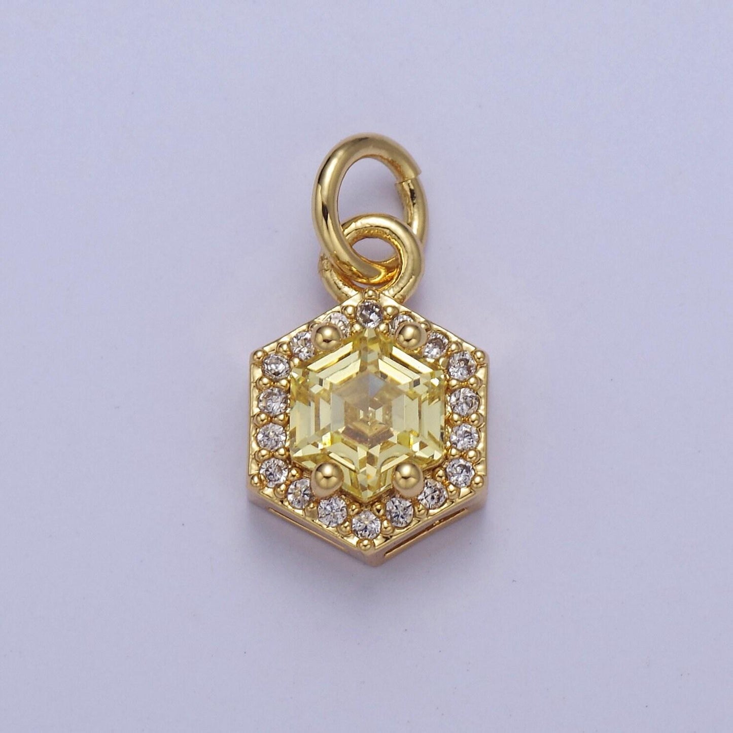 Mini 24k gold filled octagon charm cz micro pave pendant for bracelet necklace e-758 e-759 e-760 e-761 e-762