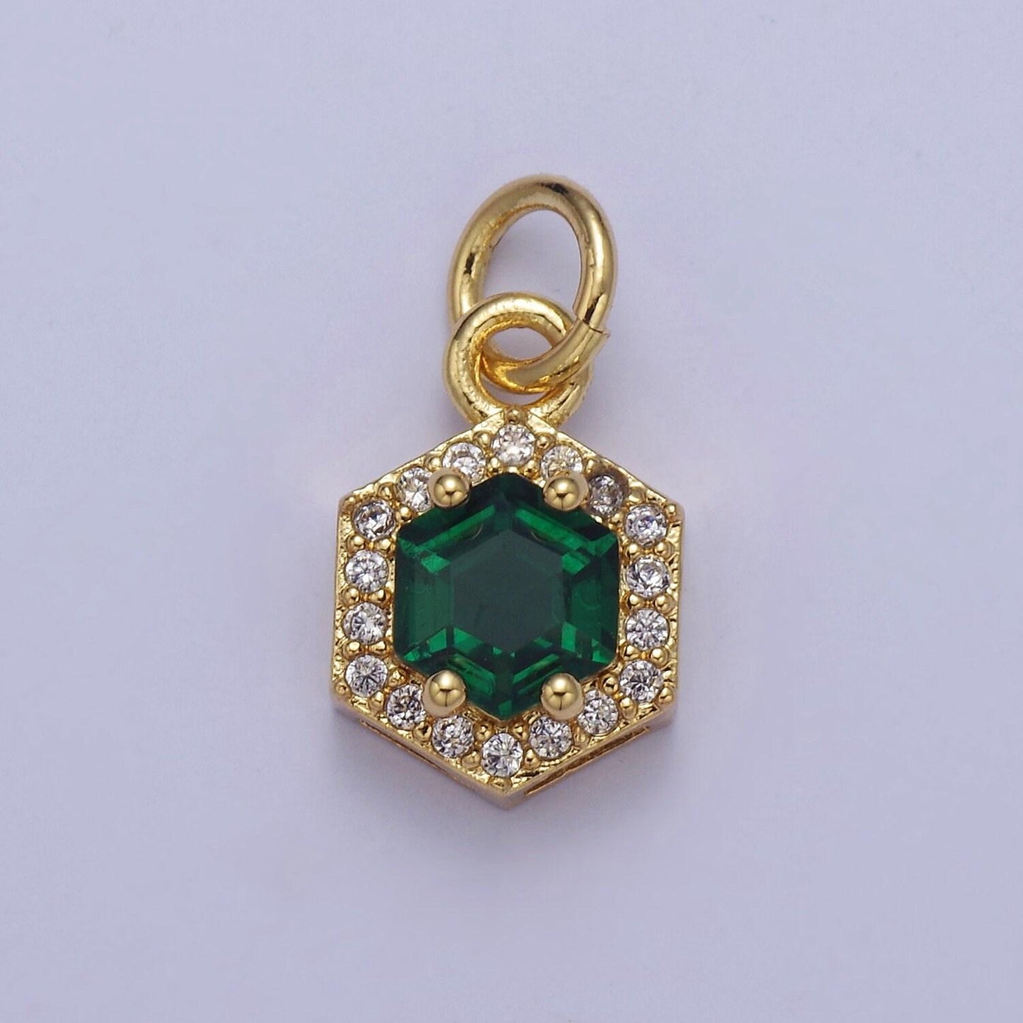 Mini 24k gold filled octagon charm cz micro pave pendant for bracelet necklace e-758 e-759 e-760 e-761 e-762