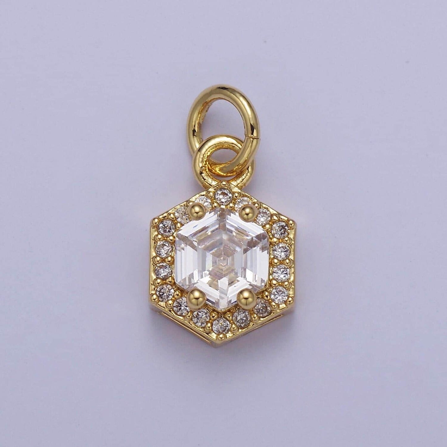 Mini 24k gold filled octagon charm cz micro pave pendant for bracelet necklace e-758 e-759 e-760 e-761 e-762