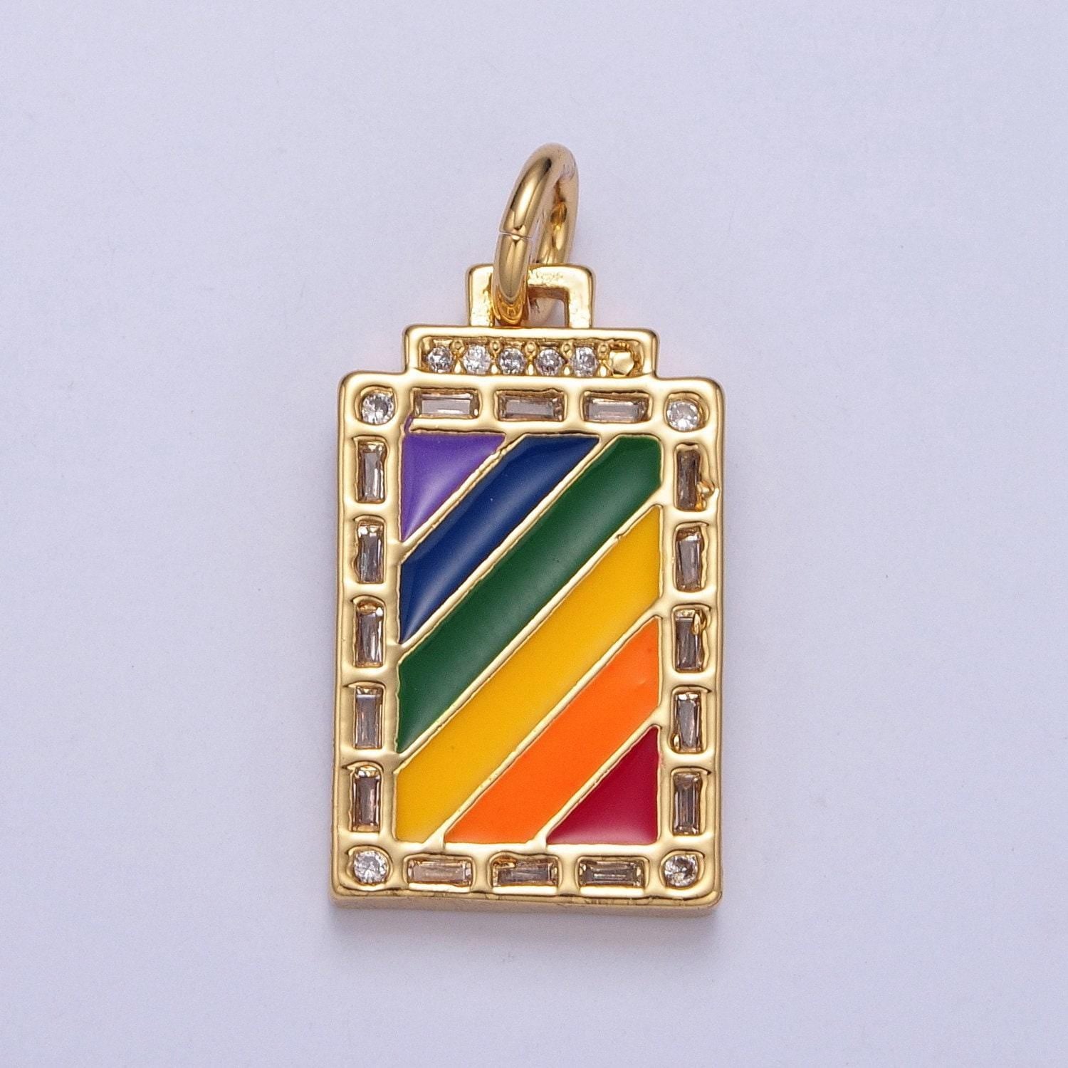 Dainty pride flag charm lgbtq pendant 14k gold filled trans gay pansexual nonbinary non binary bisexual asexual jewelry