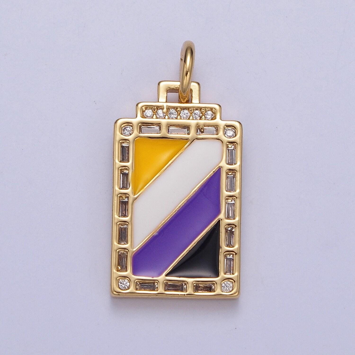 Dainty pride flag charm lgbtq pendant 14k gold filled trans gay pansexual nonbinary non binary bisexual asexual jewelry