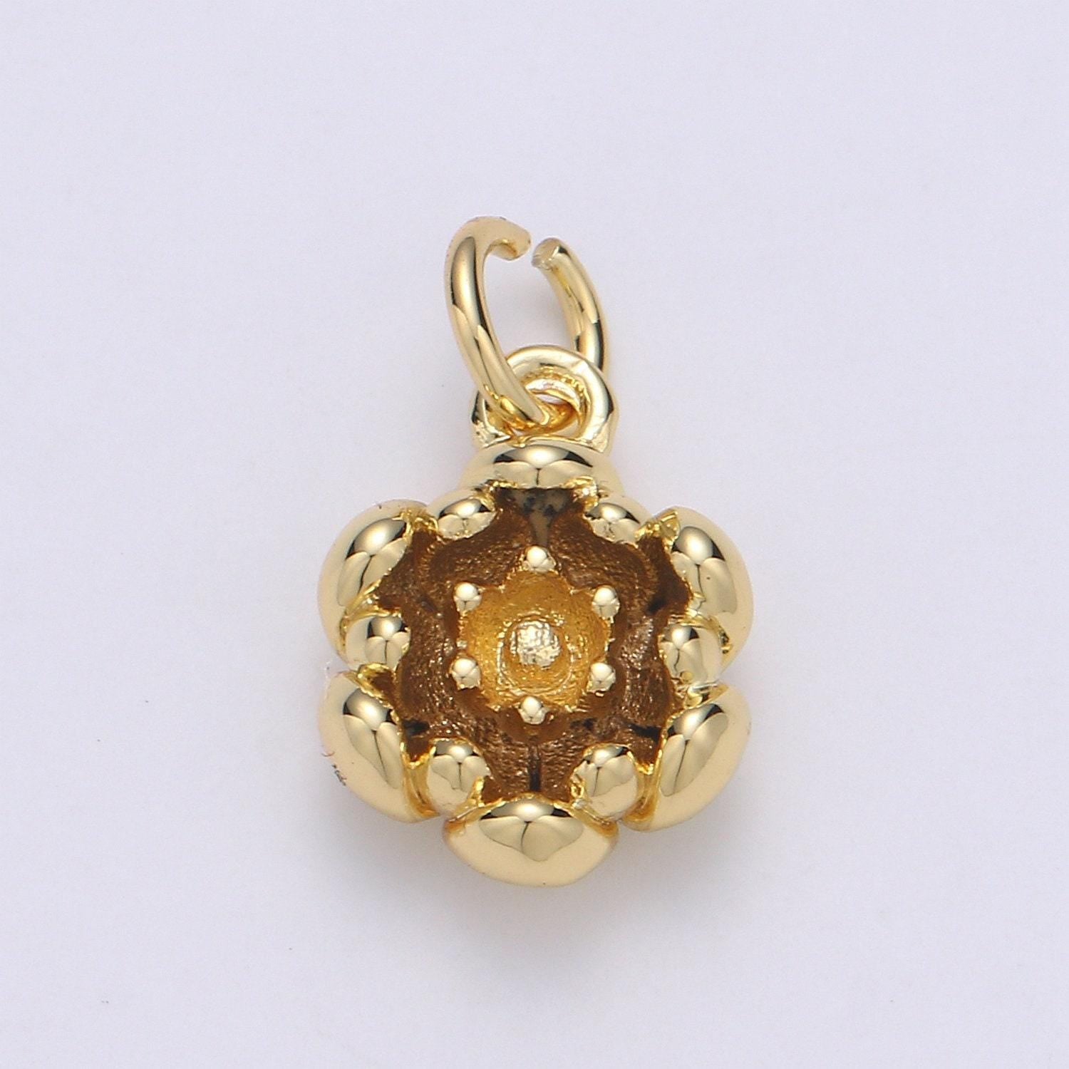 Cherry blossom 24k gold charm, dainty sakura charm, cherry blossom petite charm, lotus flower charm, jasmine charm, chgf-2040