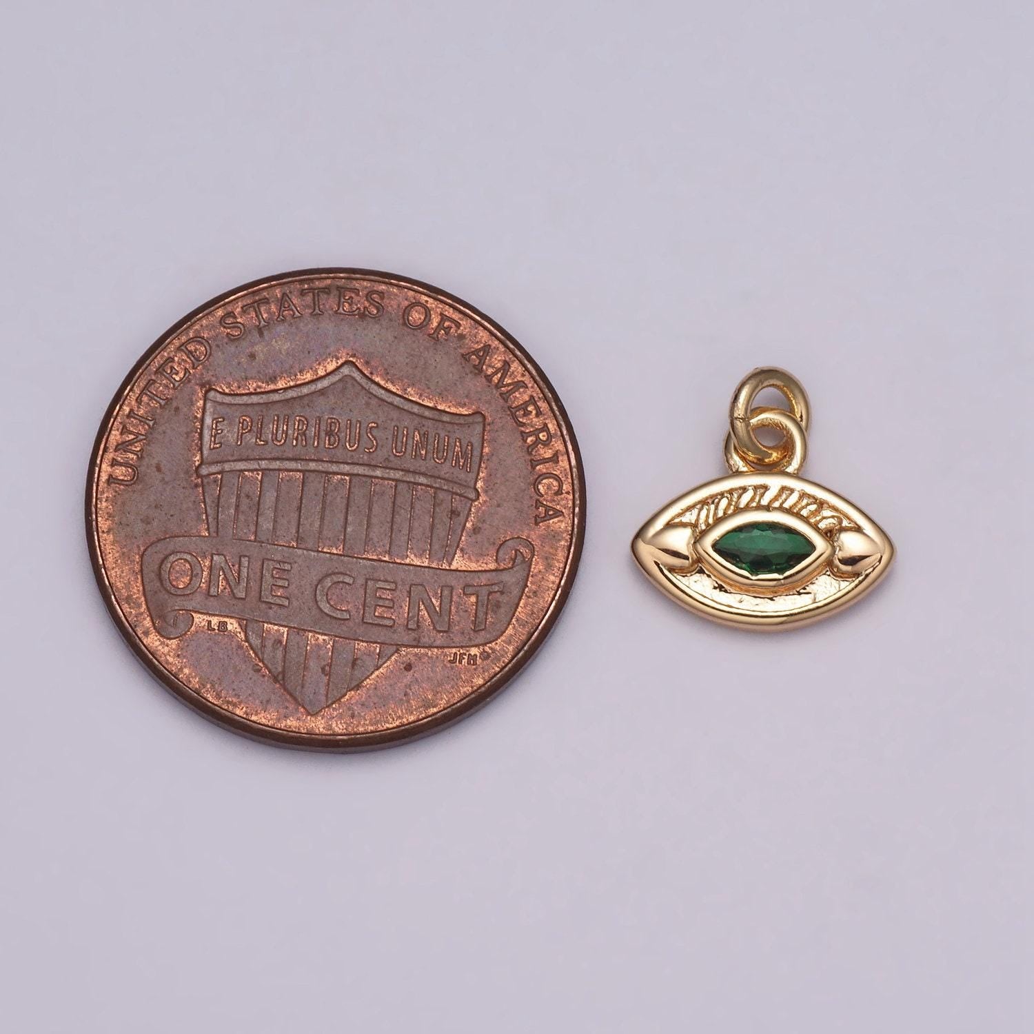 Dainty 18k gold filled evil eye charm round eye medallion disc charm for necklace earring bracelet supply