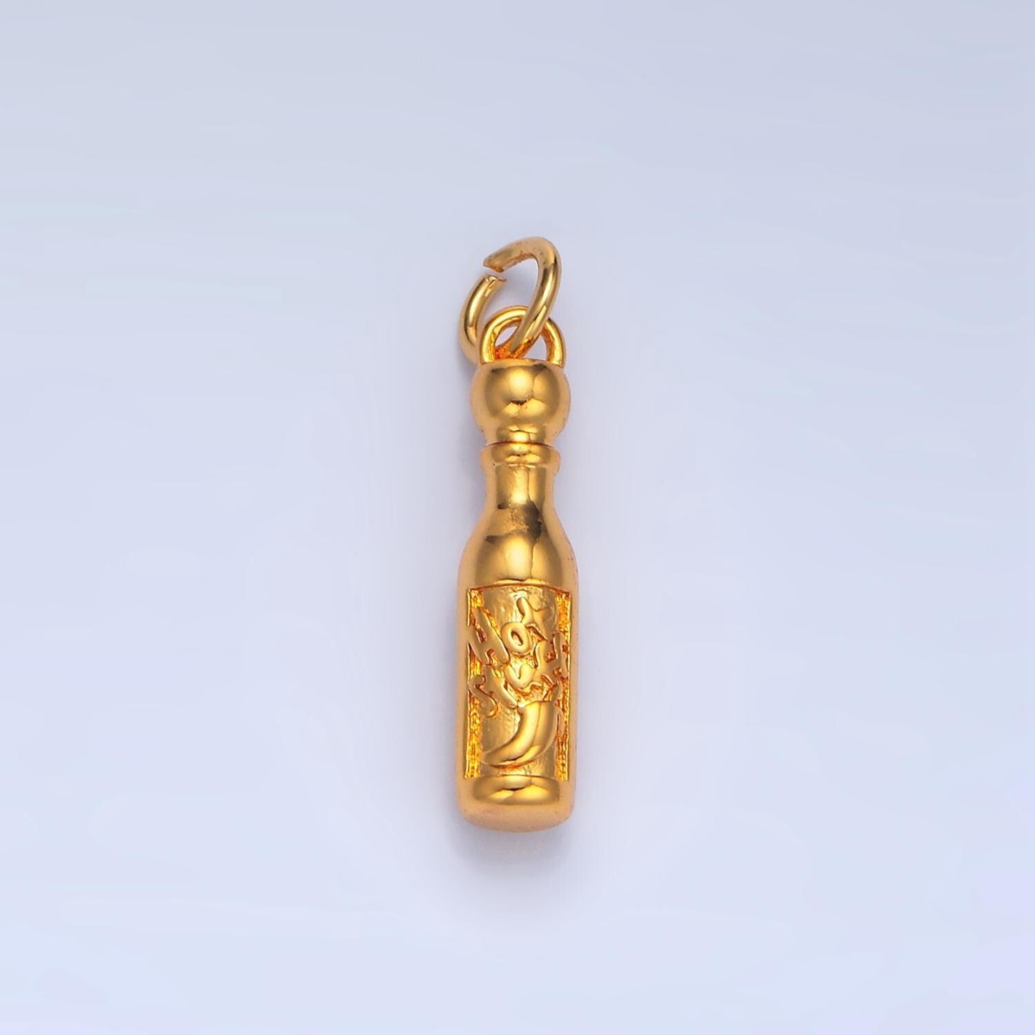 Dainty 24k gold filled hot sauce charm silver hot sauce pendant hot stuff fire e679