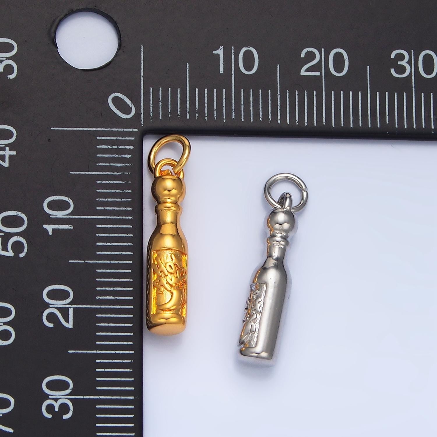 Dainty 24k gold filled hot sauce charm silver hot sauce pendant hot stuff fire e679