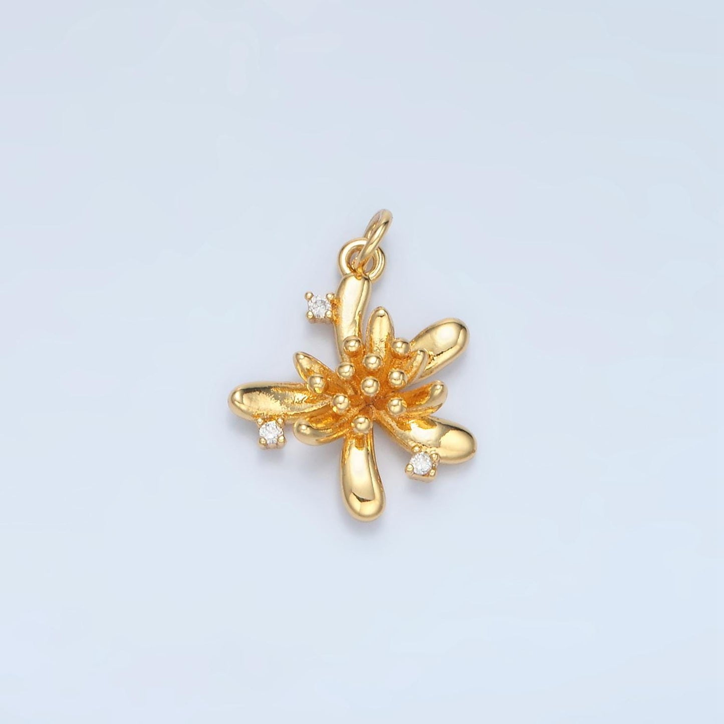 Gold & silver gold filled spider lily clear cz exotic flower charm | e-613
