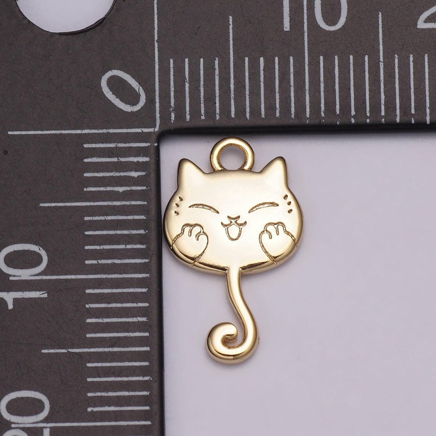 Cute gold hanging kitty kawaii charm white japanese cat charm for necklace earring bracelet phone charm