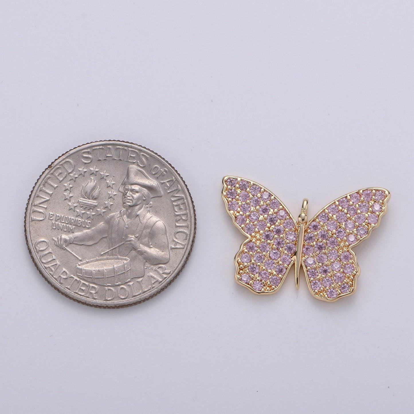 24k gold plated butterfly charm cz micro pave, butterfly pendant, butterfly bracelet, cubic zirconia charm silver mariposa charm