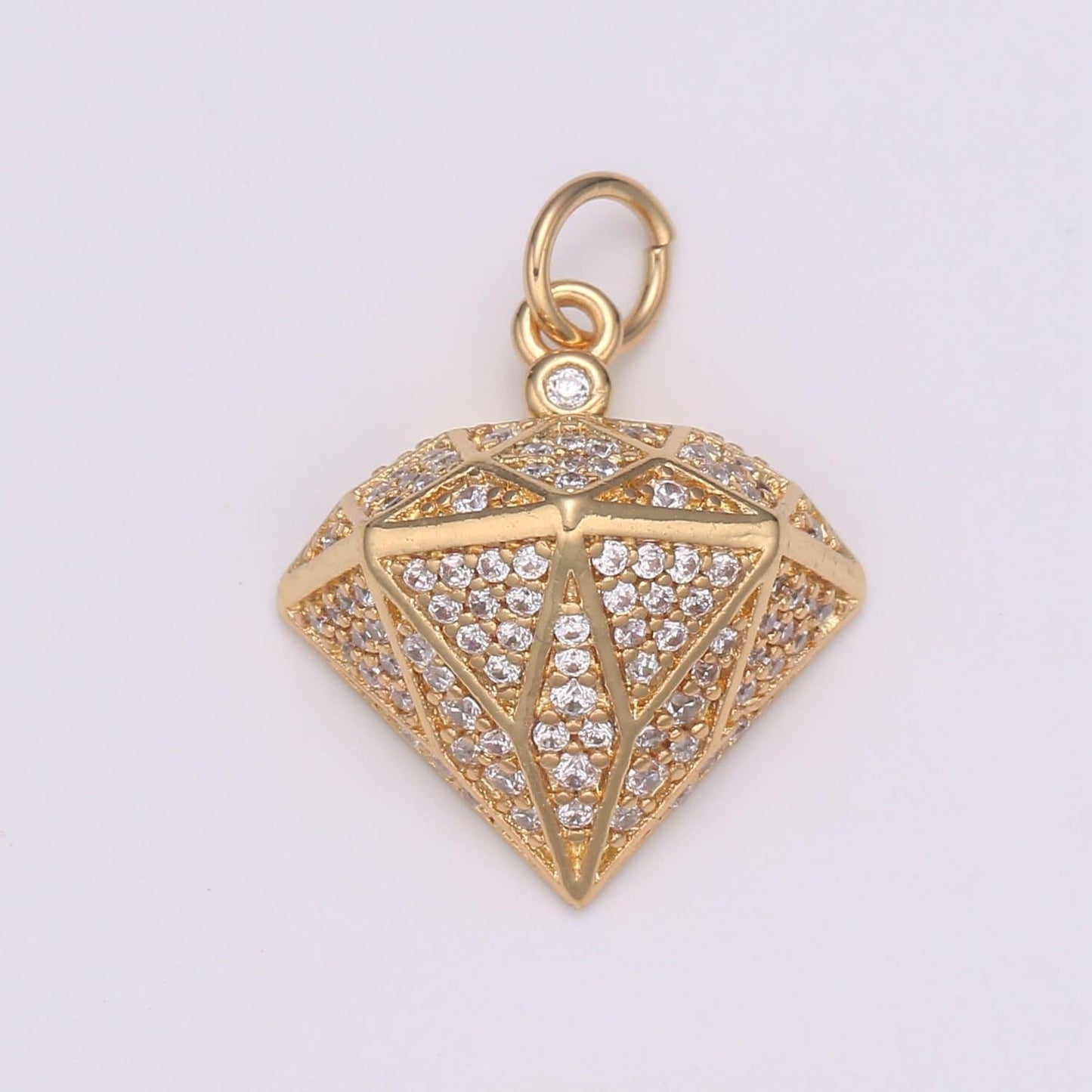 Diamond desing micro pave clear cz charm, acorn pendant geometric gold charm,diy jewelry necklace e-592