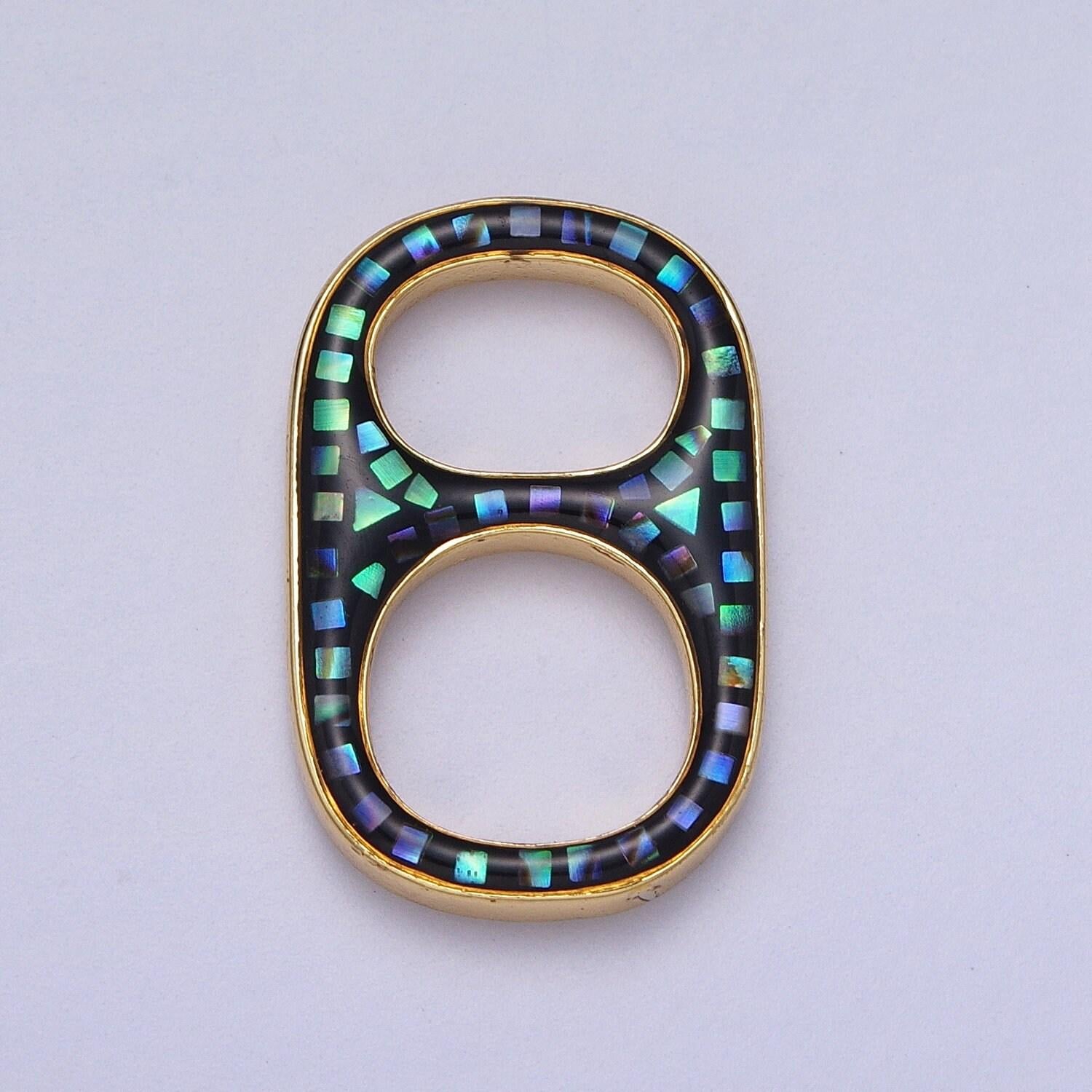 Dainty pink, blue white abalone shell opal soda cap pendant jewelry making supply in 24k gold filled soda tab charm c-102