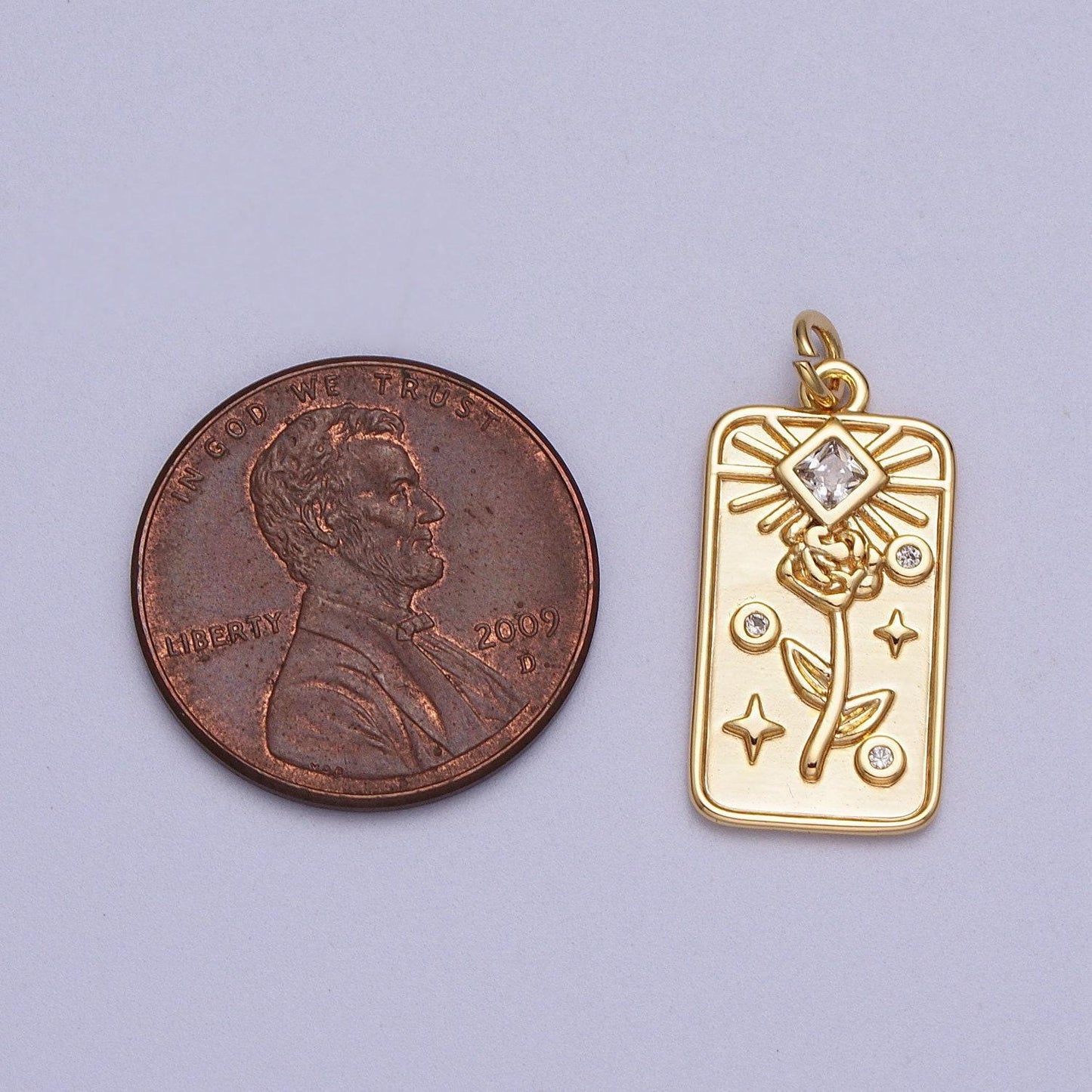 Gold rose tarot tag charm for add on pendant for necklace bracelet e428