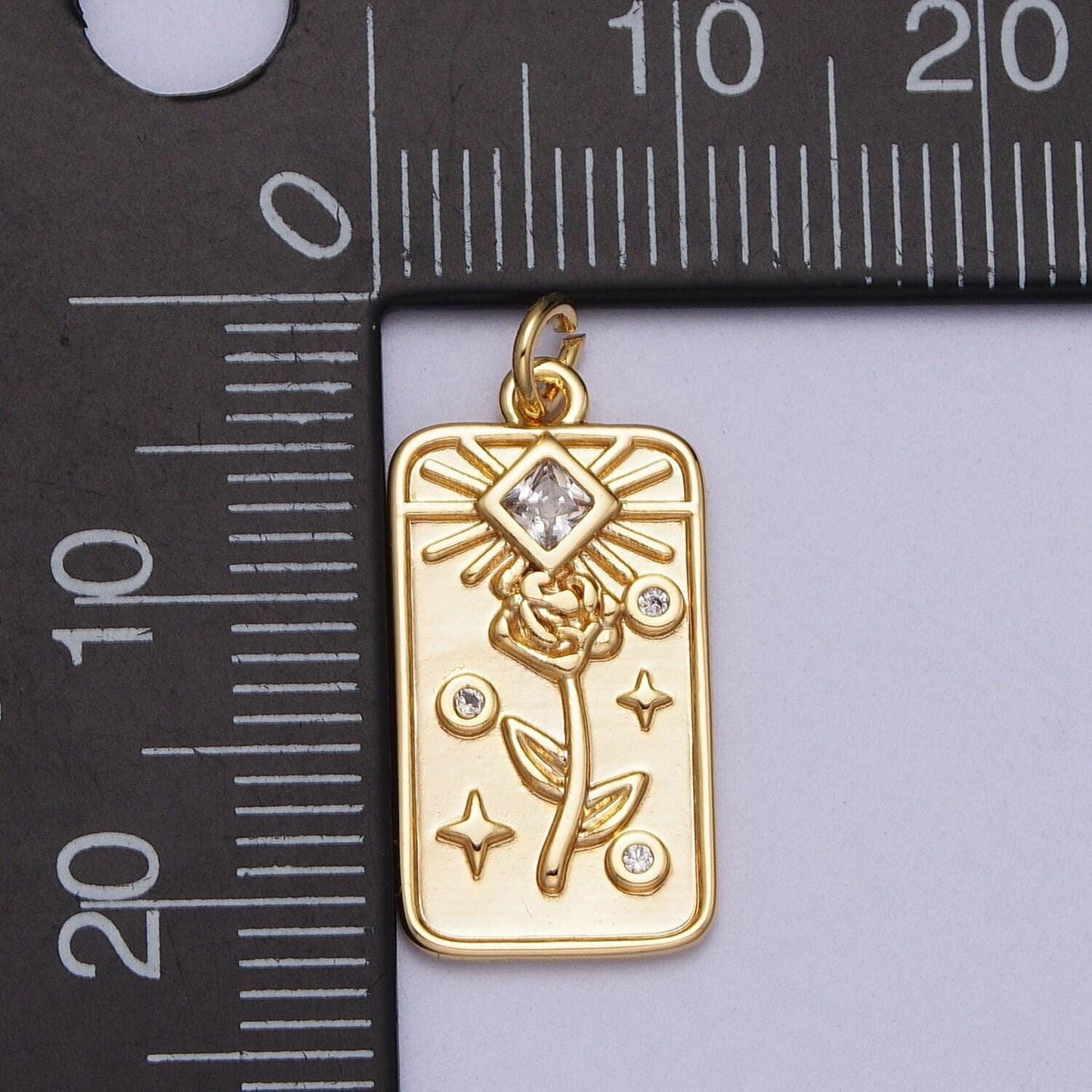 Gold rose tarot tag charm for add on pendant for necklace bracelet e428