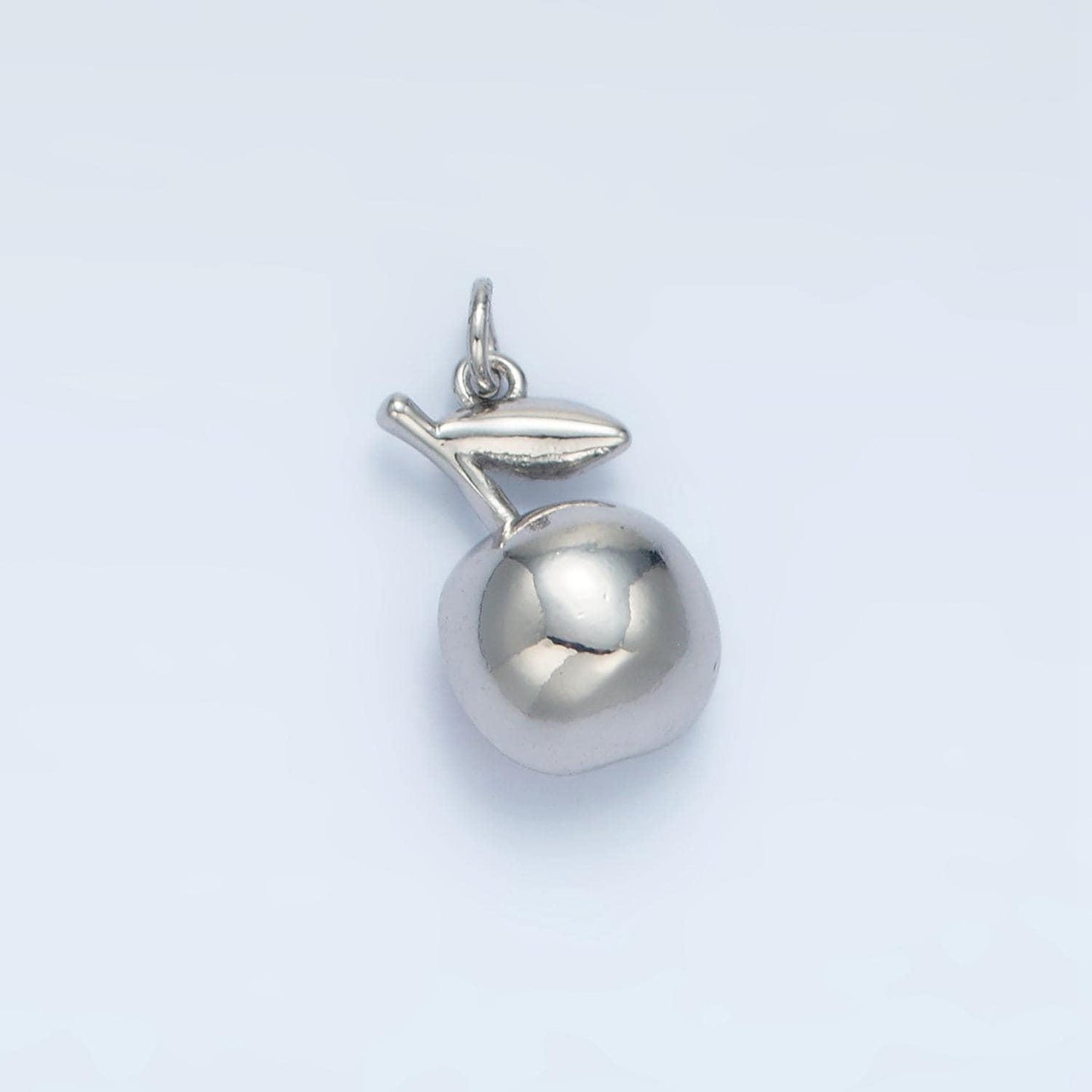 Silver & gold halve cut apple, red cz fruit charm | e-393