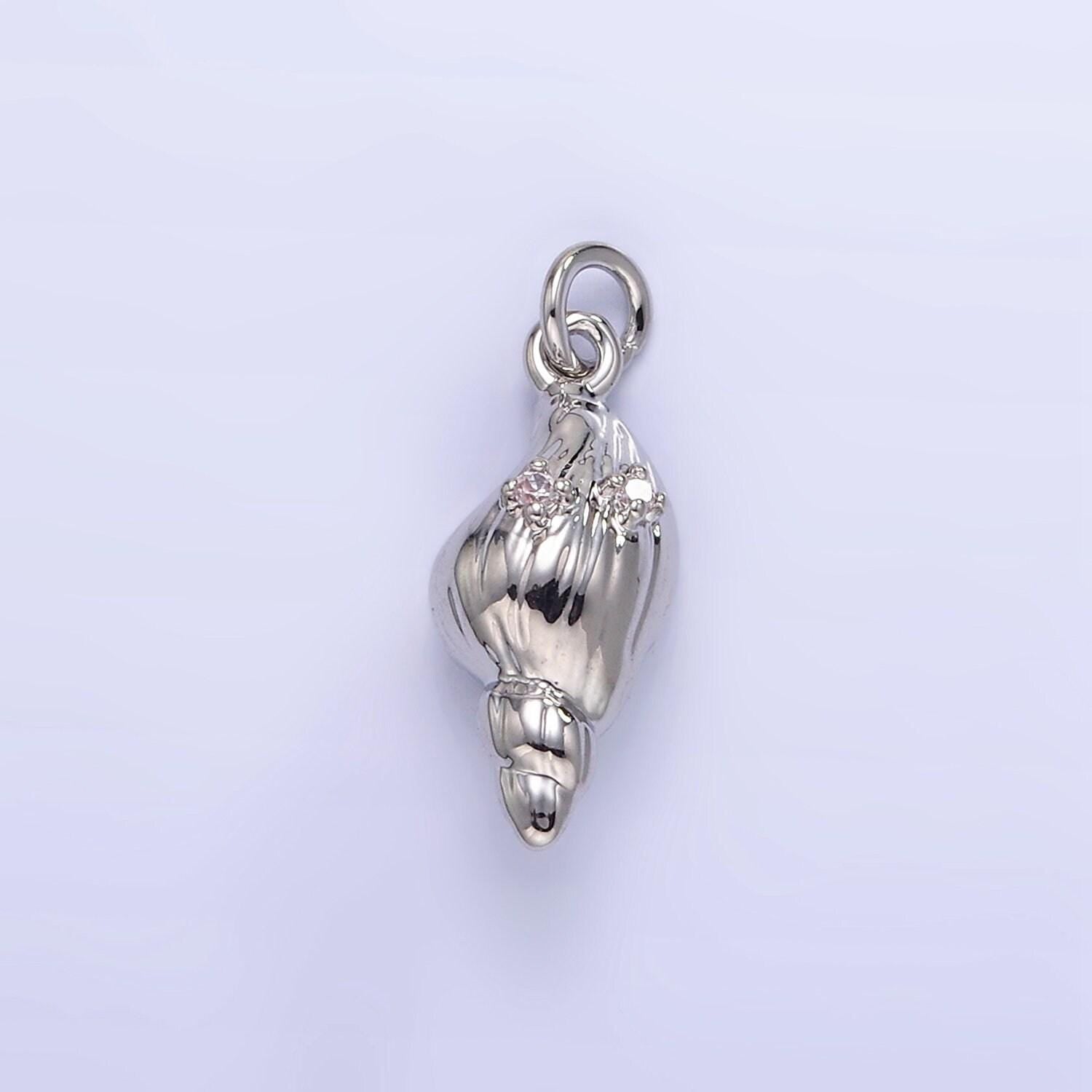 18k gold filled sea shell conch shell charm e-390