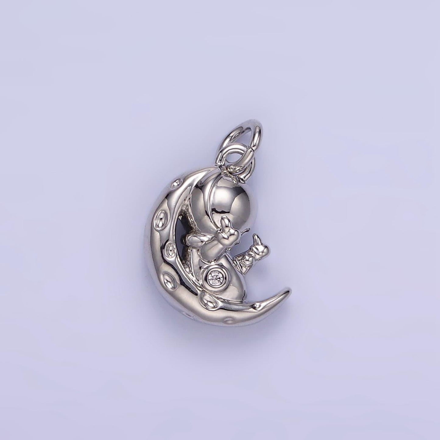 Mini gold filled astronaut charm crescent moon space pendant fuck you astronaut charm pendant for bracelet necklace earring component e389