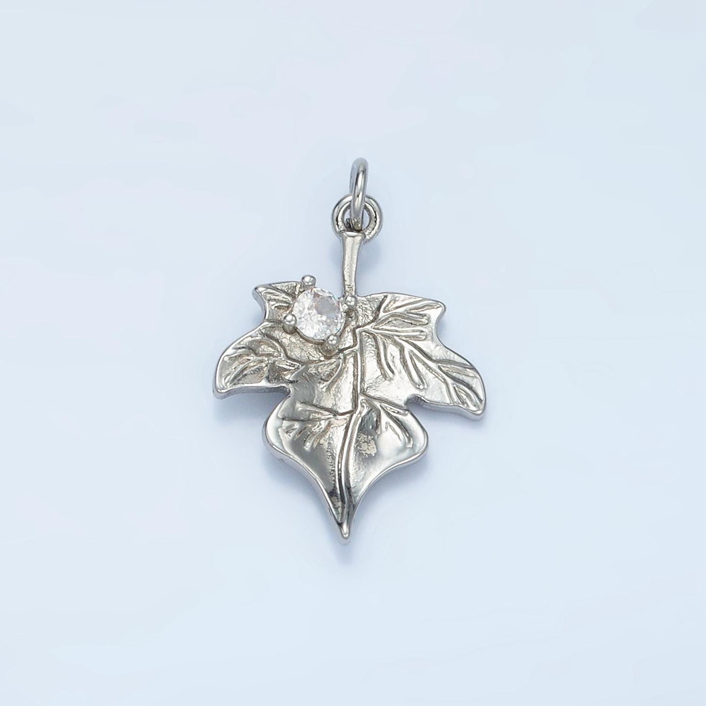 Autumn fall leaves cz paved nature 24k gold filled charm gold & silver | e-376