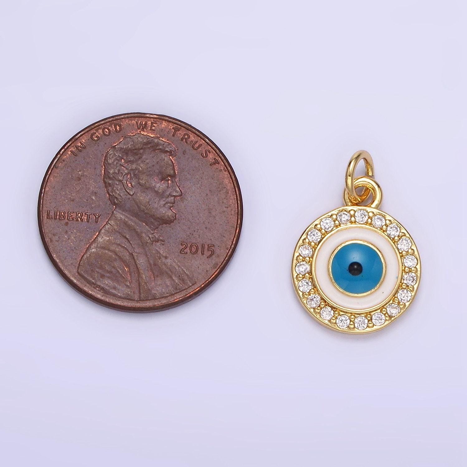 Gold evil eye charm 24k gold filled cz eye pendant mini greek eye amulet charm bracelet necklace for diy jewelry making supply e365