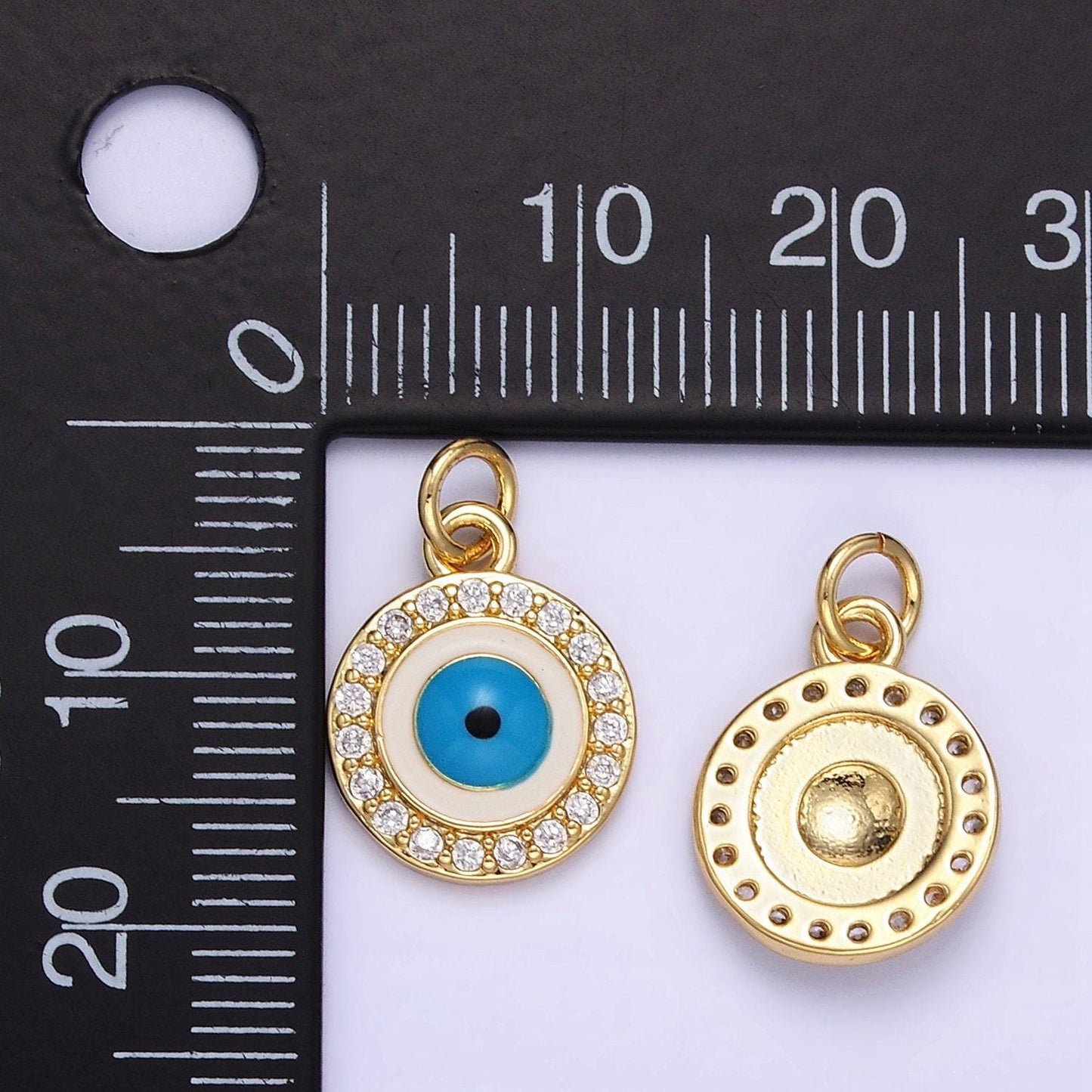 Gold evil eye charm 24k gold filled cz eye pendant mini greek eye amulet charm bracelet necklace for diy jewelry making supply e365