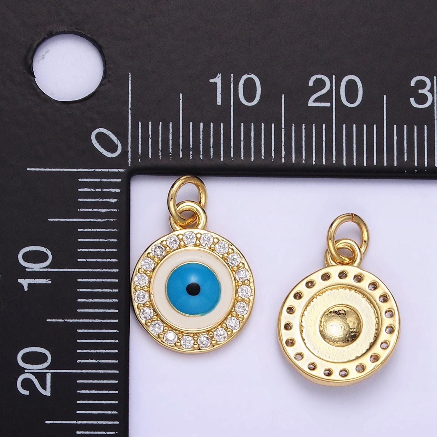 Gold evil eye charm 24k gold filled cz eye pendant mini greek eye amulet charm bracelet necklace for diy jewelry making supply e365