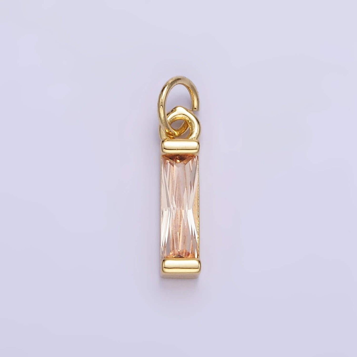 24k gold filled cz micro pave baguette birthstone charm, mini birthstone charm add on charm for bracelet necklace earring supply e358