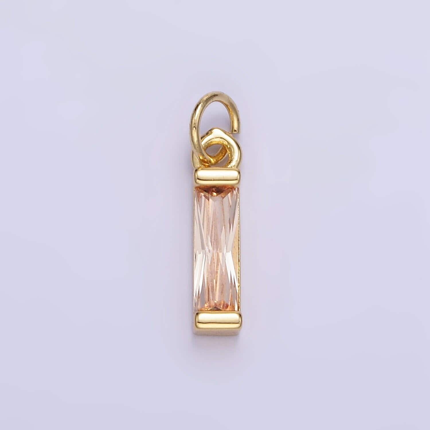 24k gold filled cz micro pave baguette birthstone charm, mini birthstone charm add on charm for bracelet necklace earring supply e358