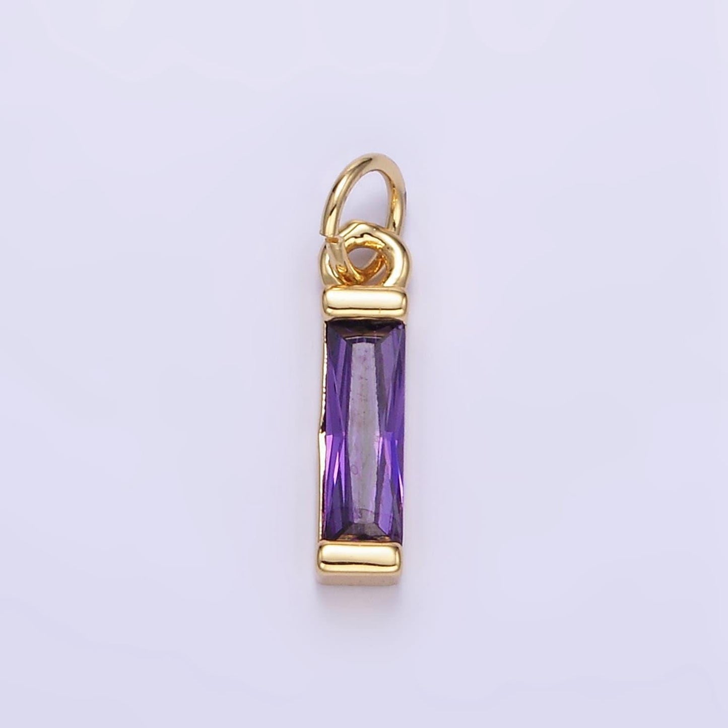 24k gold filled cz micro pave baguette birthstone charm, mini birthstone charm add on charm for bracelet necklace earring supply e358