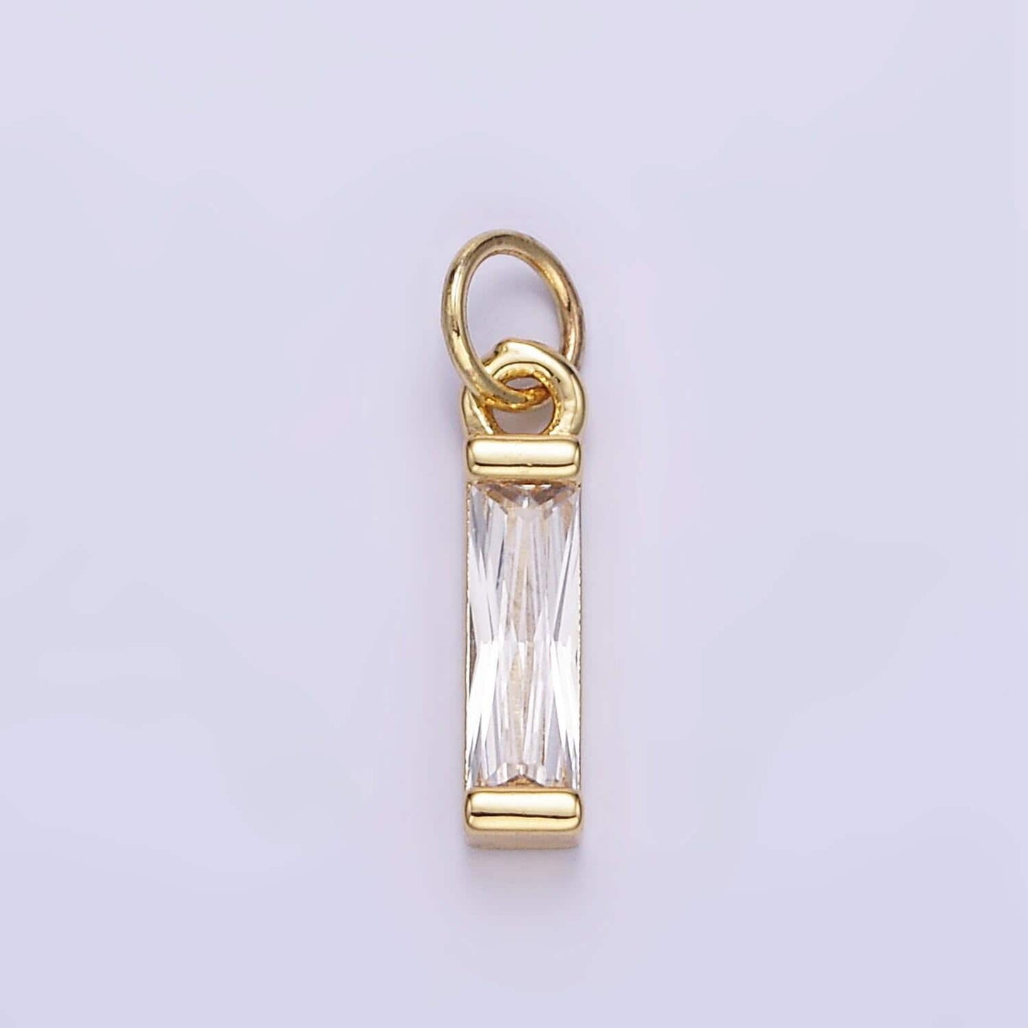 24k gold filled cz micro pave baguette birthstone charm, mini birthstone charm add on charm for bracelet necklace earring supply e358