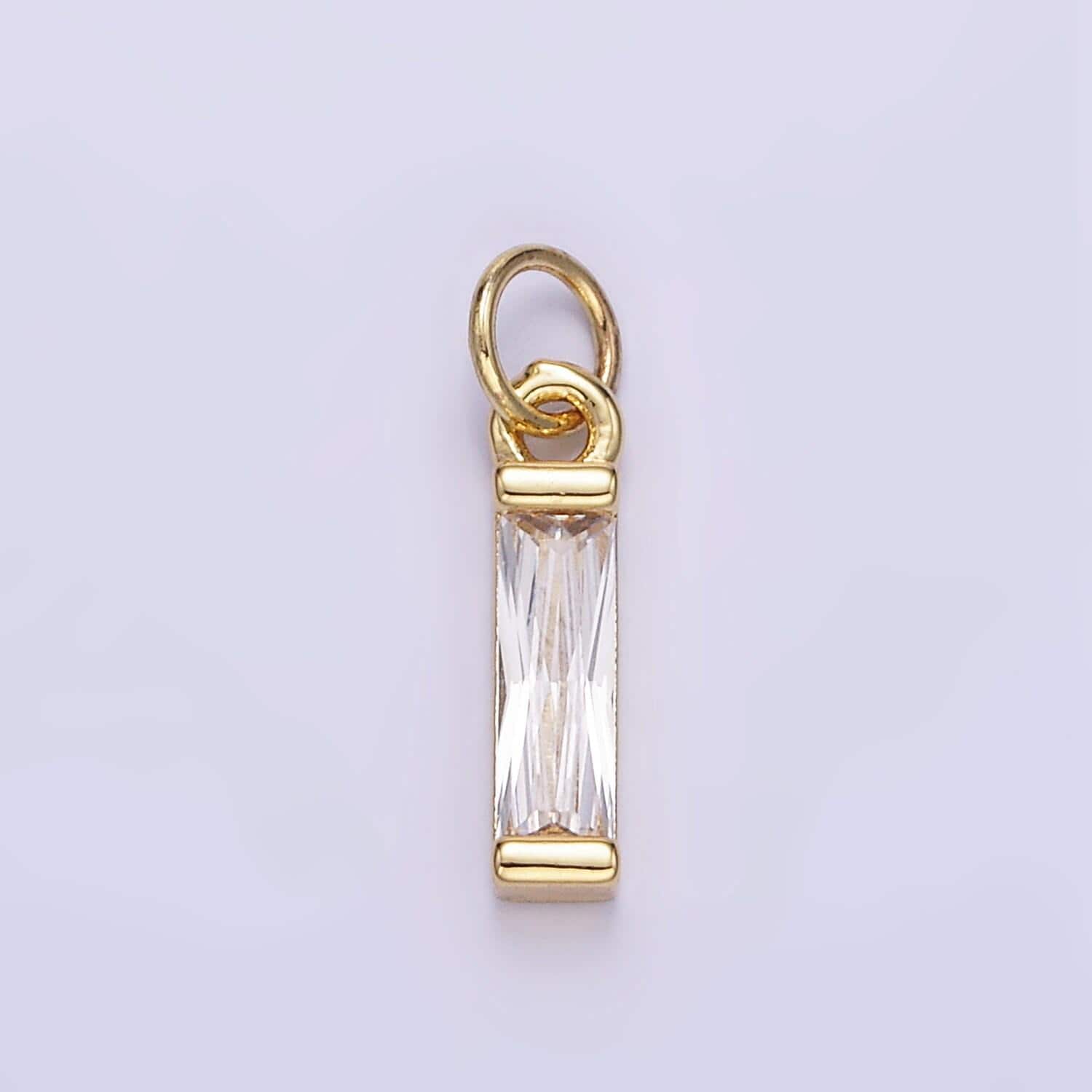 24k gold filled cz micro pave baguette birthstone charm, mini birthstone charm add on charm for bracelet necklace earring supply e358