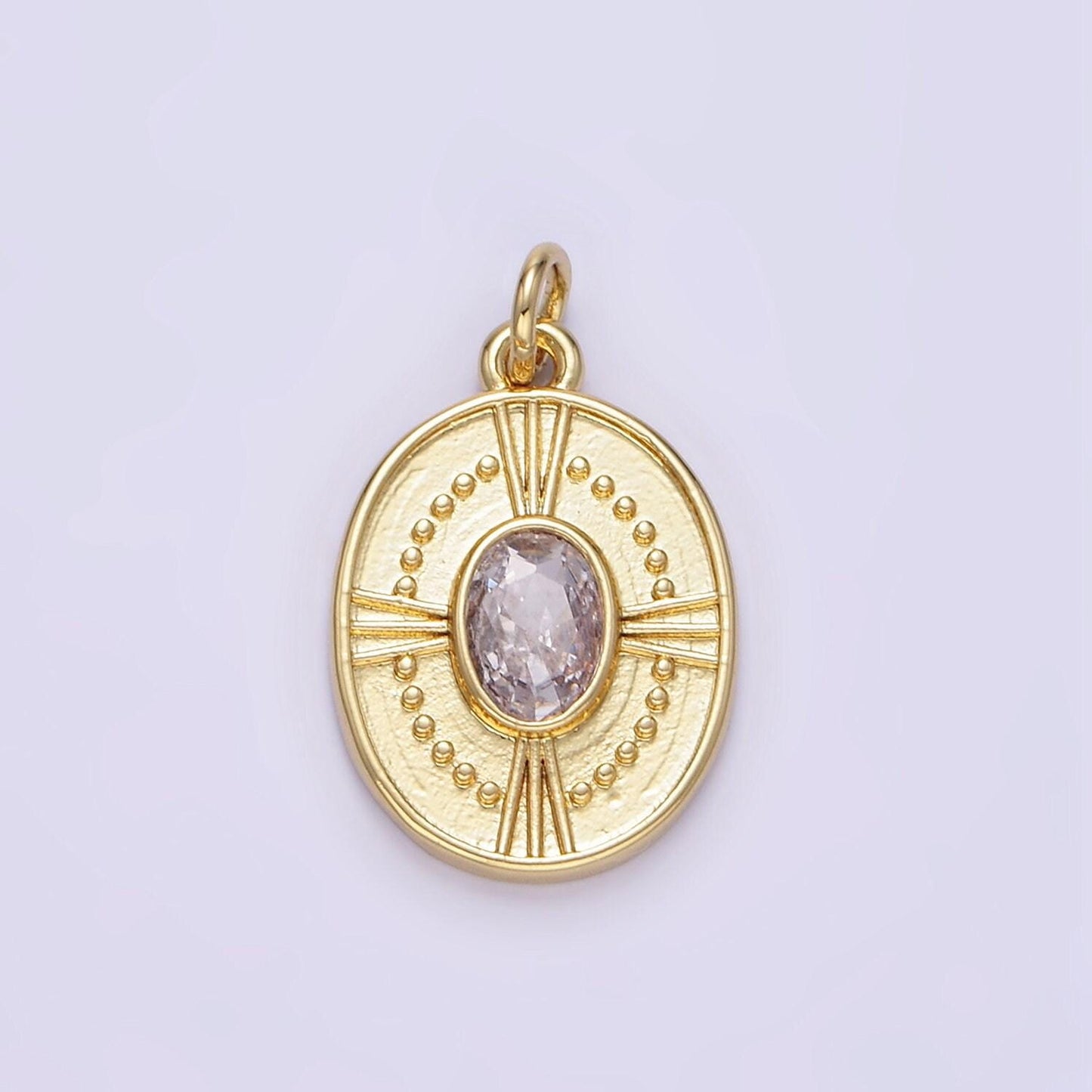 Dainty 18k gold filled oval pendant clear cz oval charm for bracelet necklace component e344