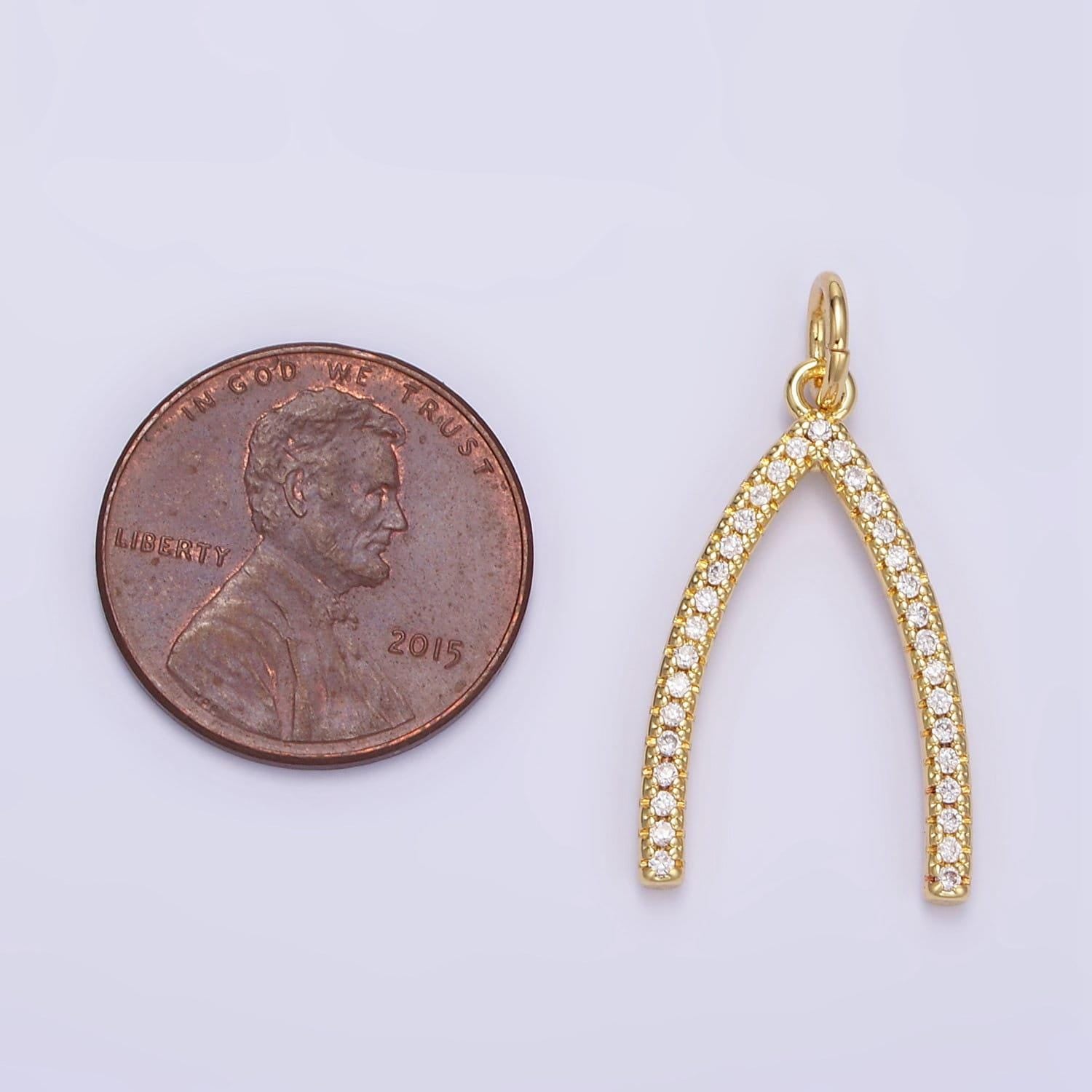 Dainty wishbone charms wish good luck dangle pendant 18k gold filled charm for necklace bracelet supply e340