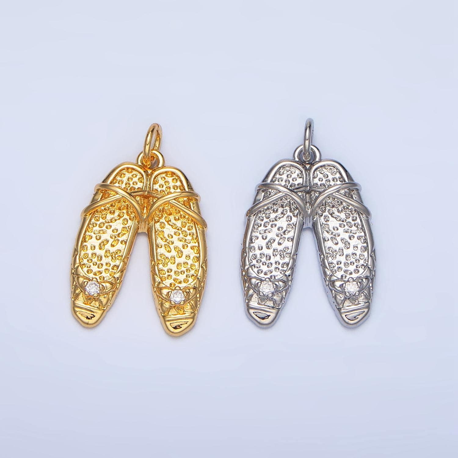 Dainty ballerina shoes dangle charm minimalist jewelry making gift for ballet girls pendant e-338