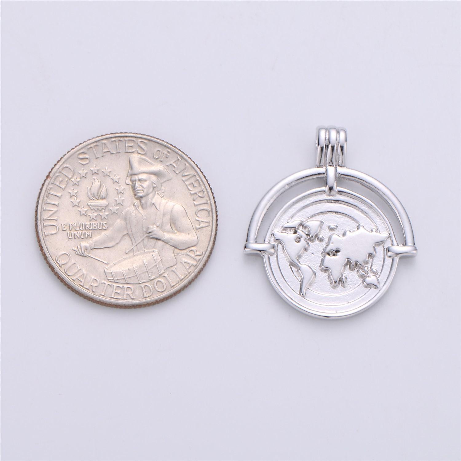 1pc silver or gold charm planet of the universe pendant, round map pendant, world continent diy jewelry necklace,flat earthcharm e-279
