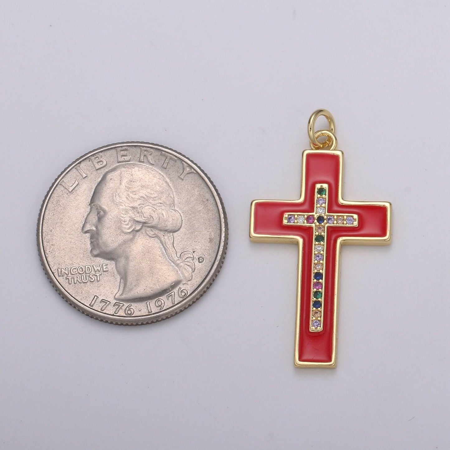 Multi color cubic cross pendant,enamel cz charm,earrings bracelet necklace charm,whitegoldfilled,24k gold jewelry e215,e216,e217,e275