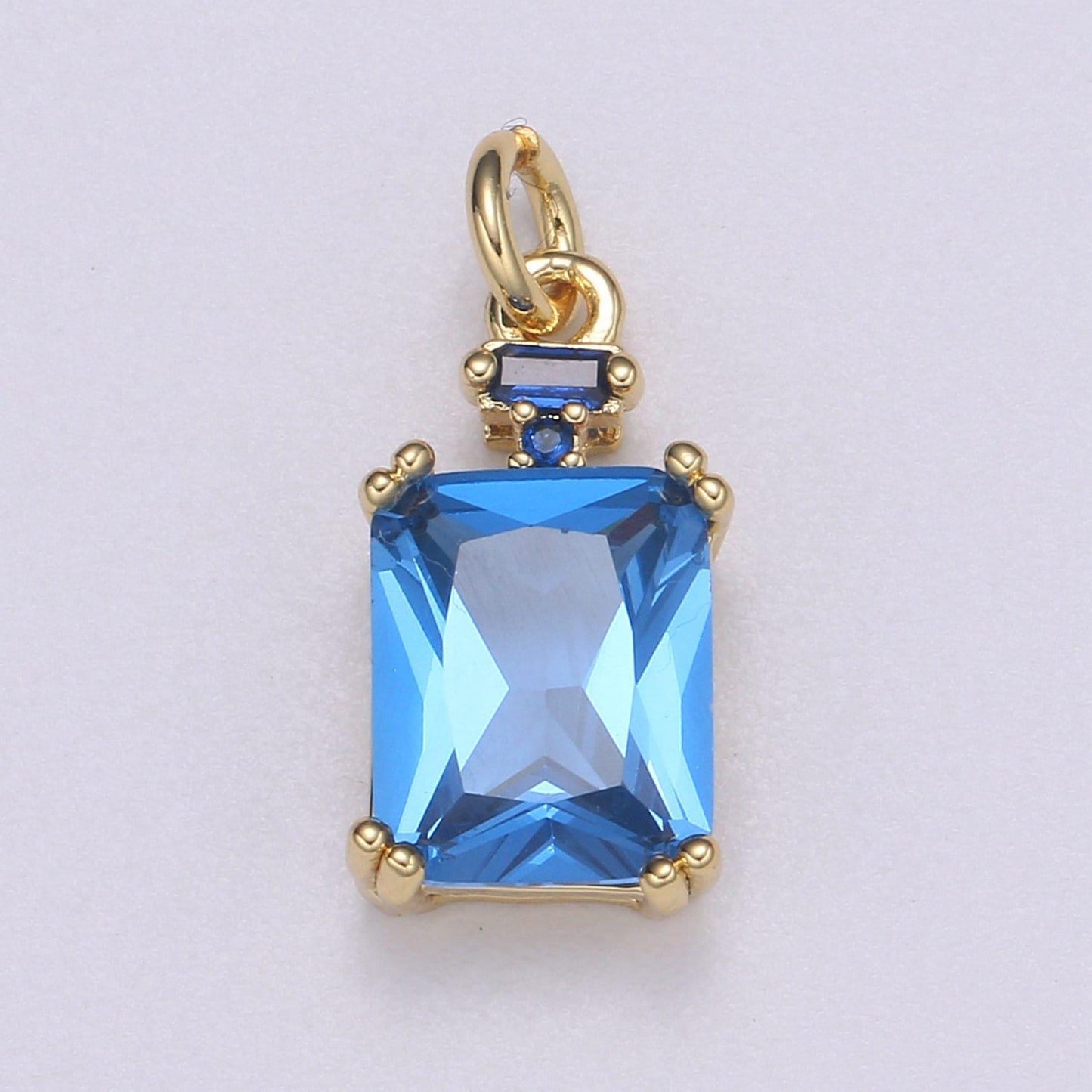 1x emerald cut charm gold pendant, solitaire cz charm for statement jewelry, sophisticate vintage design, e247