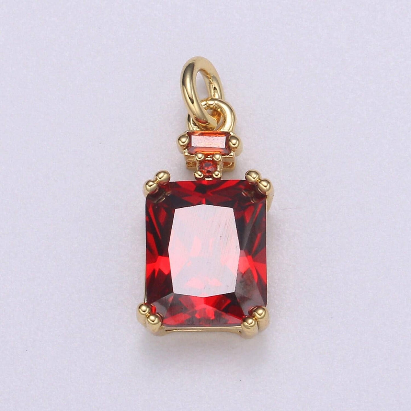 1x emerald cut charm gold pendant, solitaire cz charm for statement jewelry, sophisticate vintage design, e247