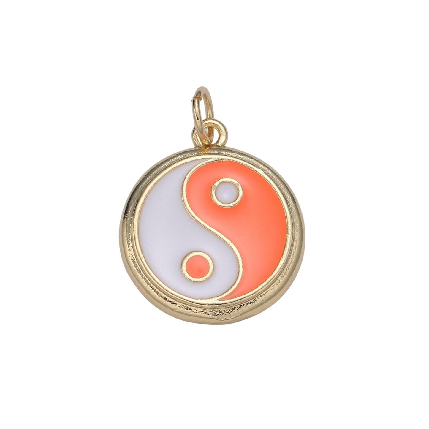 Dainty colorful enamel gold yin yang charm, 14k gold coin charm yin & yang charms for bracelet necklace earring component green black blue