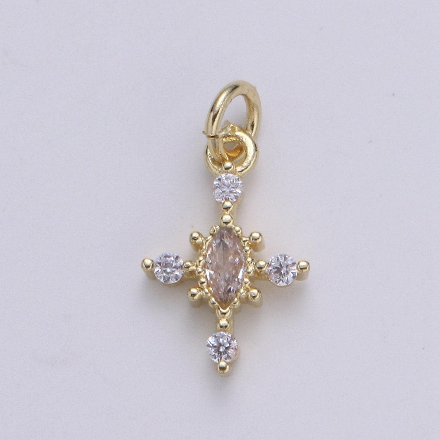 Micro pave charm 24k gold cross charm, cubic zirconia cluster charm fornecklace earring bracelet jewelry making.e233,e234,e235,e236