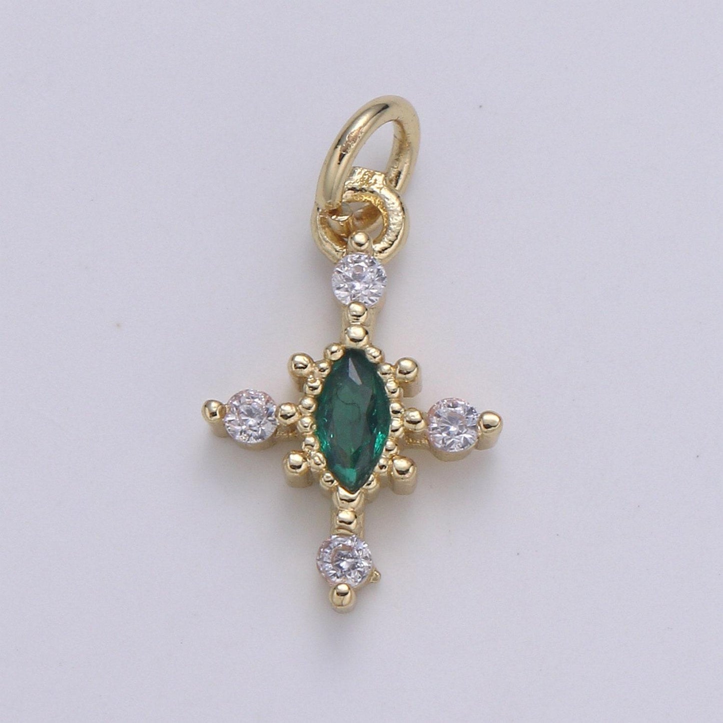 Micro pave charm 24k gold cross charm, cubic zirconia cluster charm fornecklace earring bracelet jewelry making.e233,e234,e235,e236