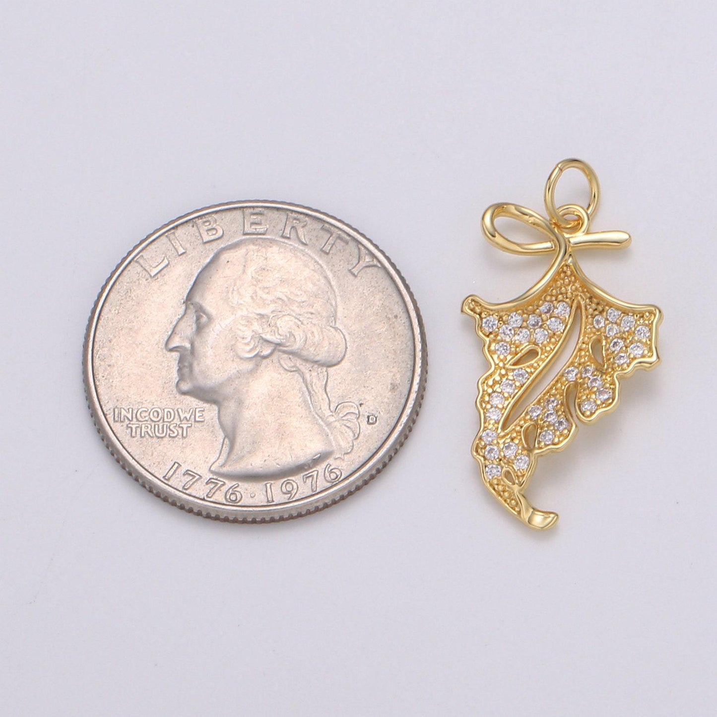 24k gold maple leaf charm gold maple leaf charm cubic maple leaf charm nature or forest jewelry inspired e-208