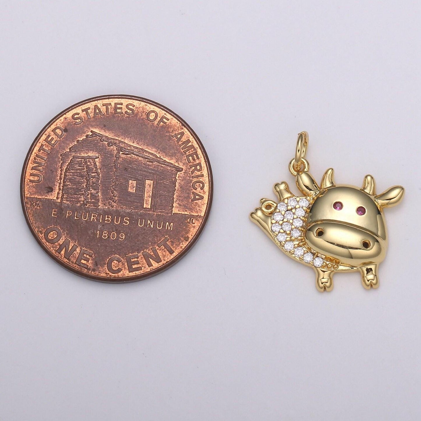1pc 24k gold micro pave ox charm,red eye cubic zirconia bull pendant charm,gold cow charmfor diy jewelry, e195