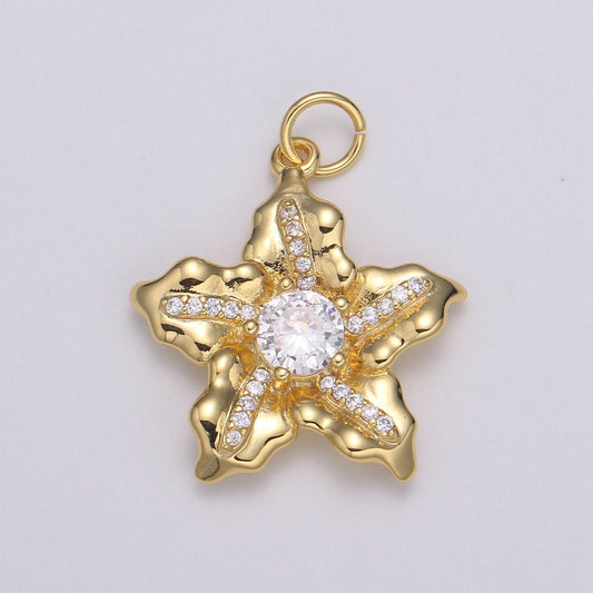 1pcs micro pave star charms, solitaire cubic zirconia charms, gold star charm, necklace pendant bracelet charms star celestial jewelry e-190